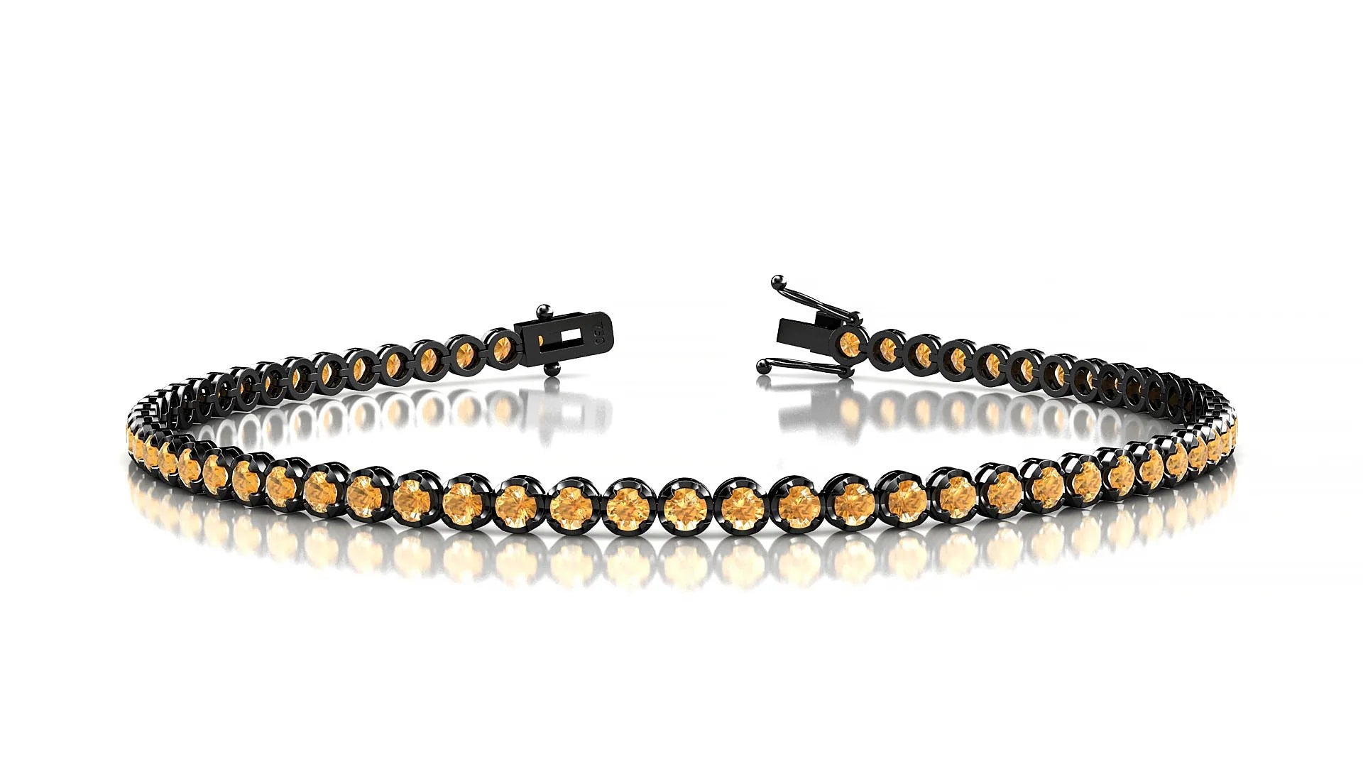 Bengal | 18k Black Gold 2 mm Round Natural Citrine Tennis Bracelet