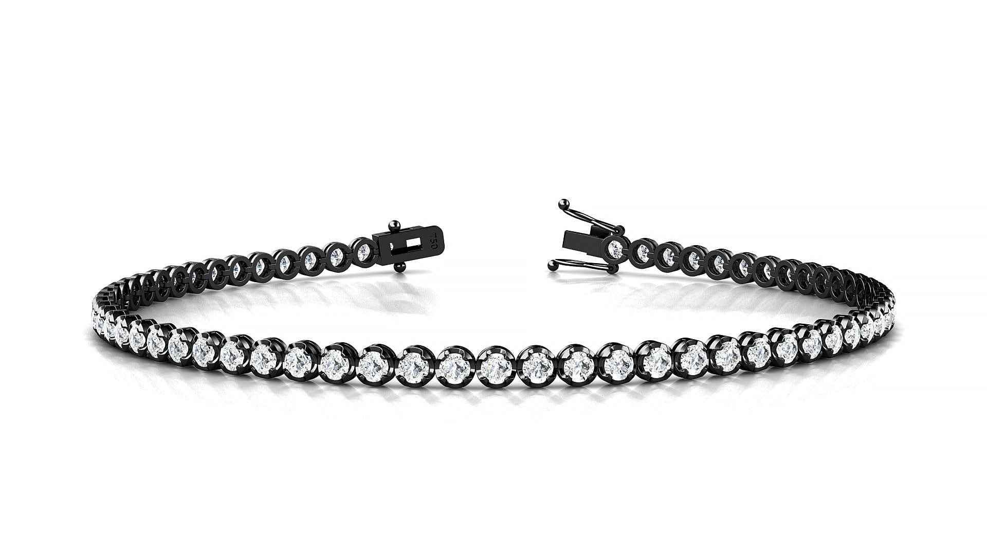 Bengal | 18k Black Gold 2 mm Round Natural Diamond Tennis Bracelet