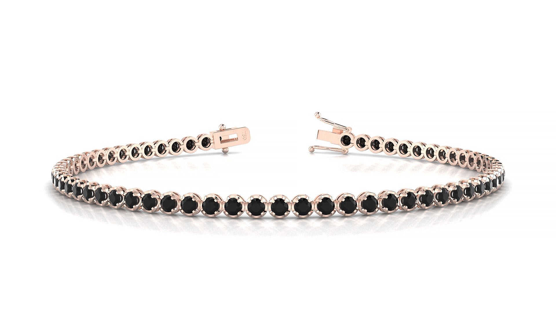 Bengal | 18k Rose Gold 2 mm Round Natural Black Diamond Tennis Bracelet