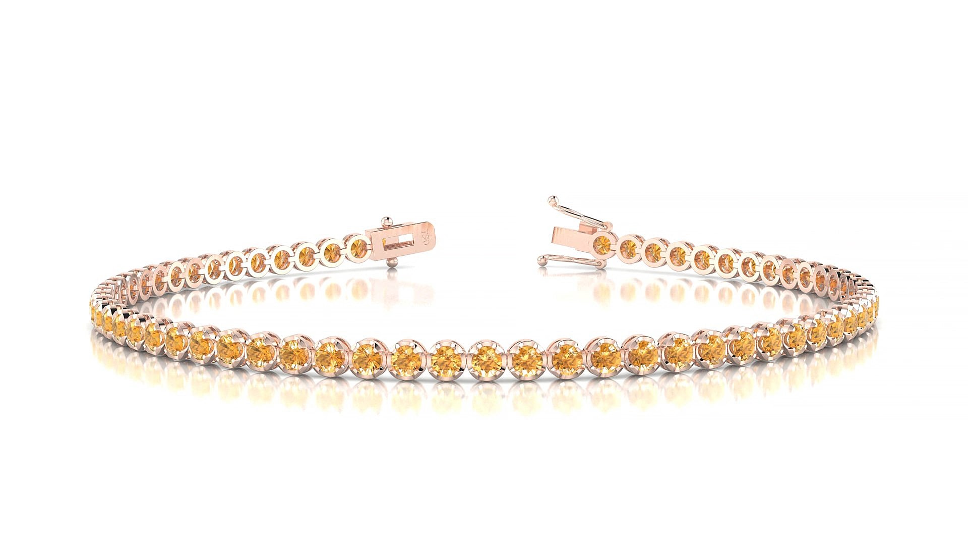 Bengal | 18k Rose Gold 2 mm Round Natural Citrine 18 cm Tennis Bracelet