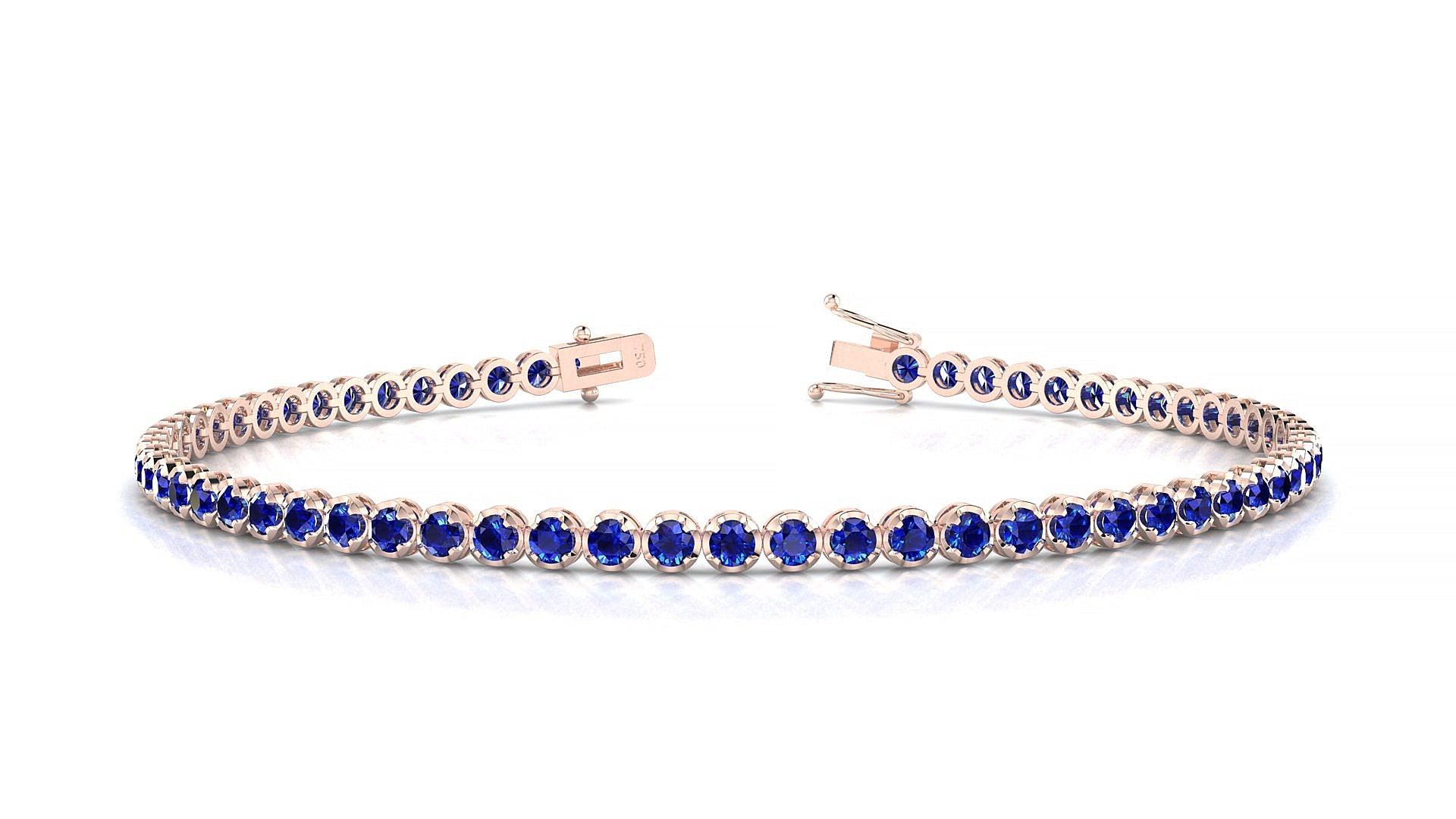 Bengal | 18k Rose Gold 2 mm Round Natural Sapphire Tennis Bracelet