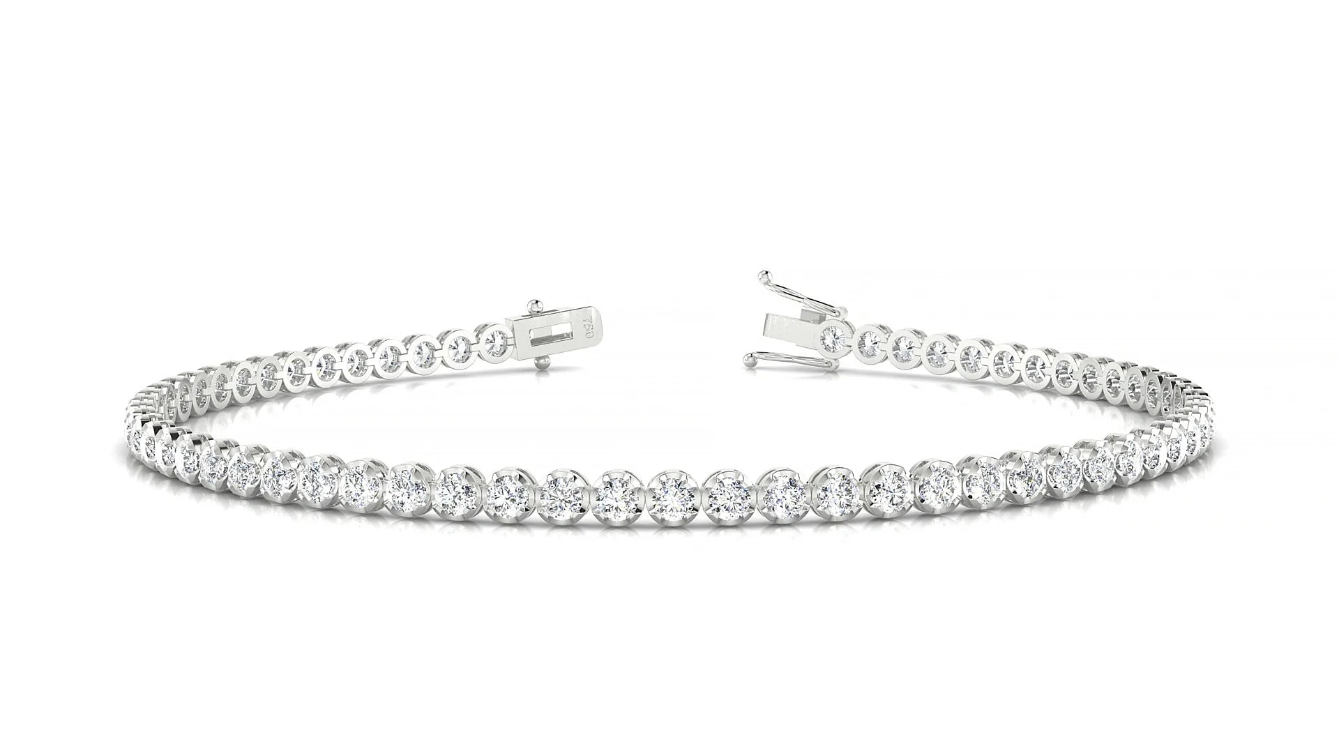 Bengal | 18k White Gold 2 mm Round Lab-Grown Diamond 18 cm Tennis Bracelet
