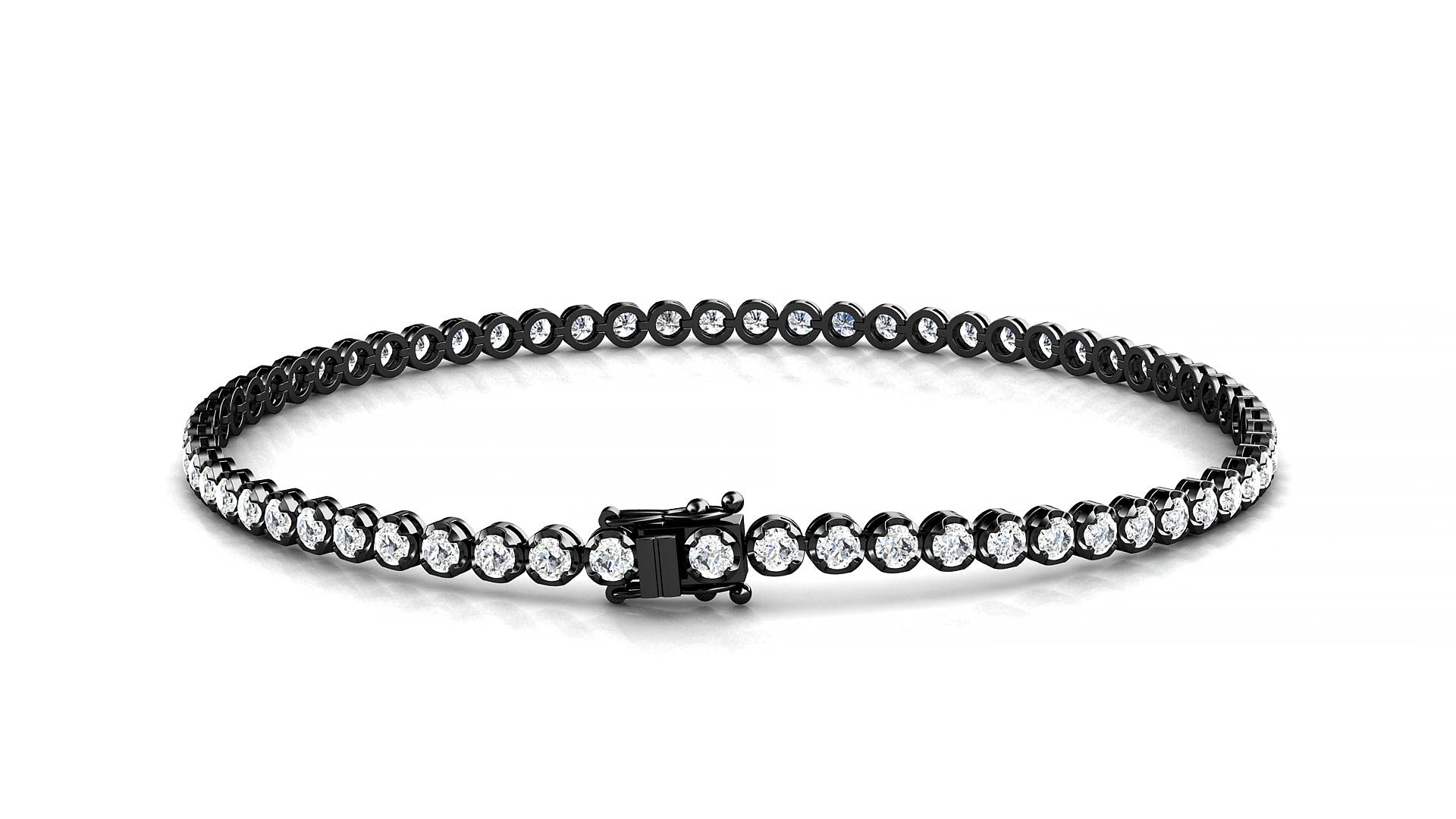 Bengal | 18k Black Gold 2 mm Round Natural Diamond 19 cm Tennis Bracelet