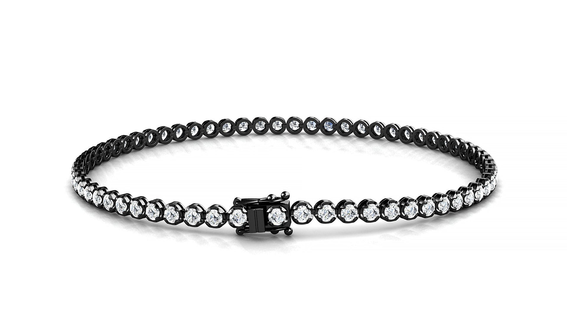 Bengal | 18k Black Gold 2 mm Round Natural Diamond Tennis Bracelet