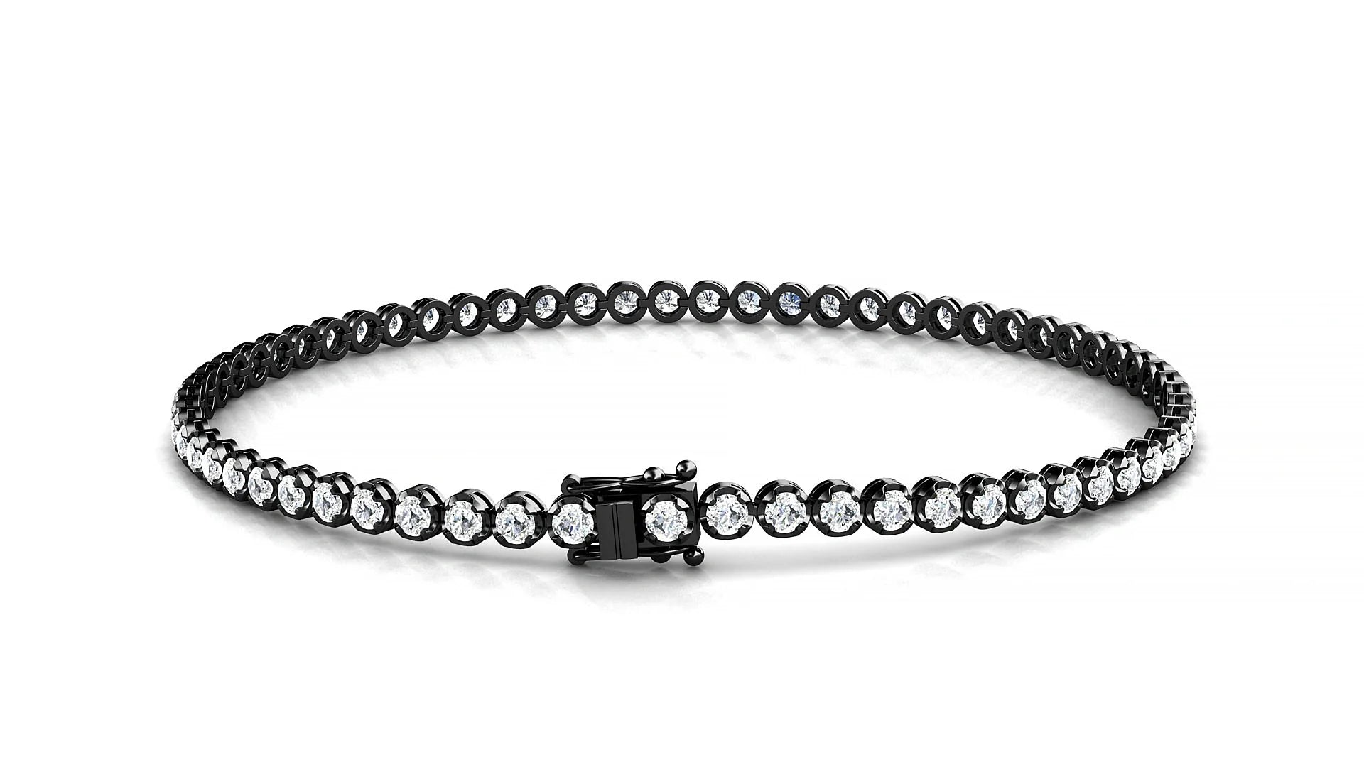 Bengal | 18k Black Gold 2 mm Round Lab-Grown Diamond 18 cm Tennis Bracelet
