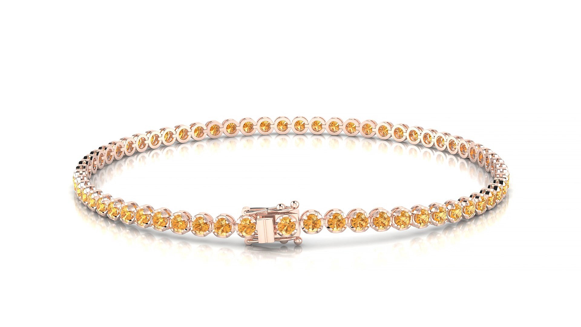 Bengal | 18k Rose Gold 2 mm Round Natural Citrine 16 cm Tennis Bracelet