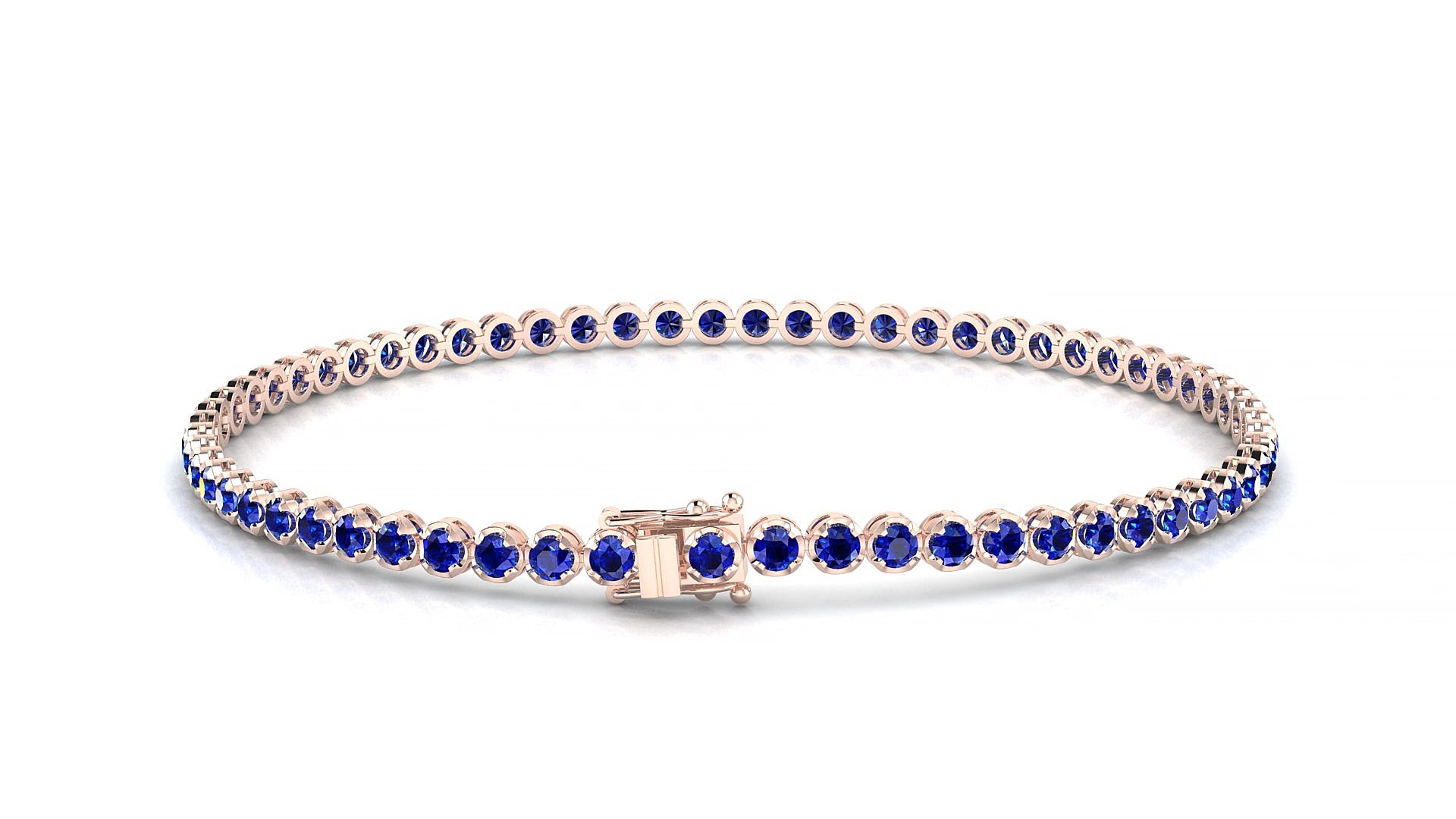 Bengal | 18k Rose Gold 2 mm Round Natural Sapphire 15 cm Tennis Bracelet