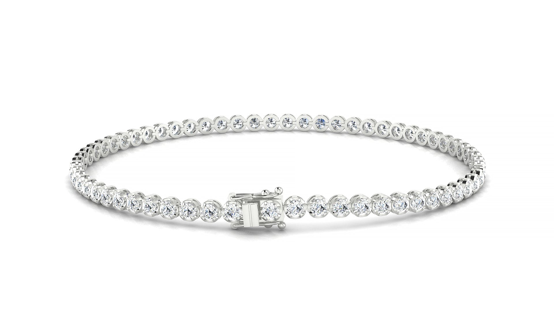 Bengal | 18k White Gold 2 mm Round Natural Diamond Tennis Bracelet