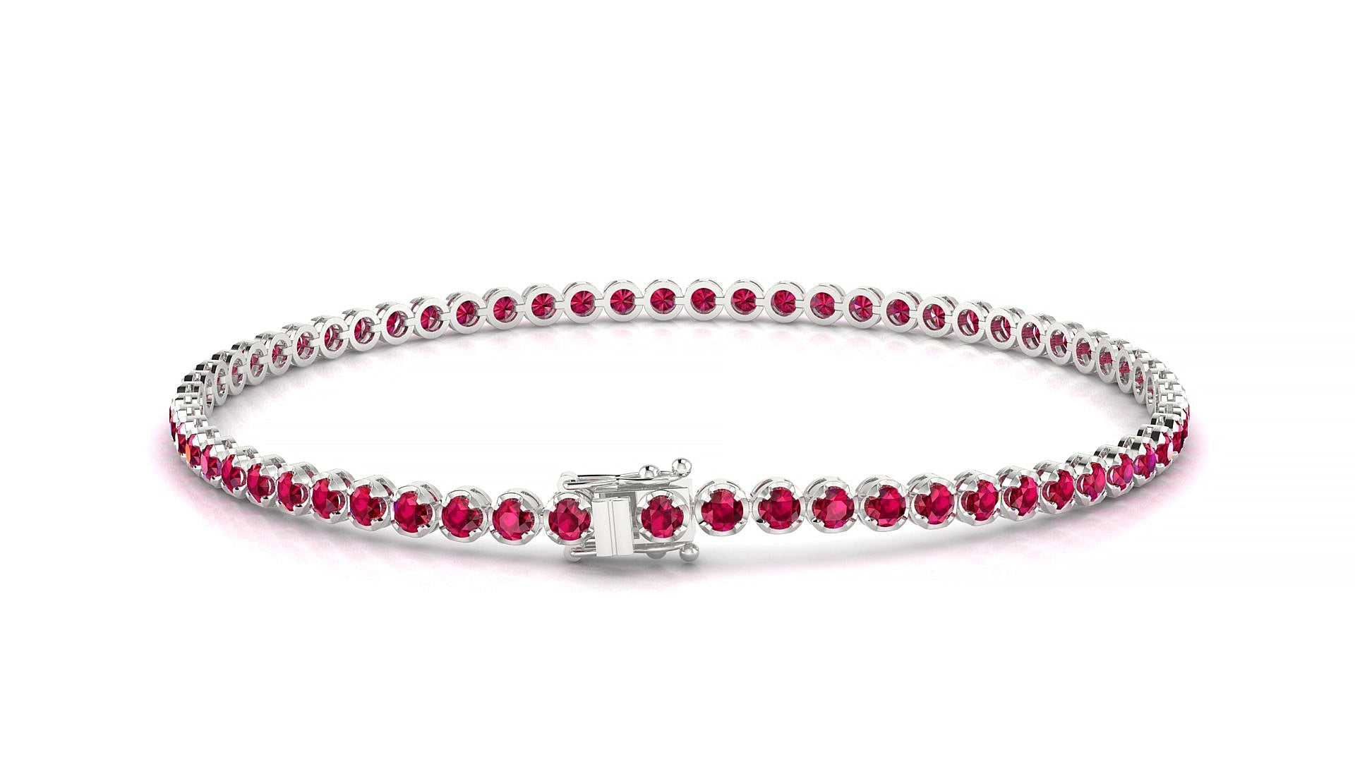 Bengal | 18k White Gold 2 mm Round Natural Ruby Tennis Bracelet