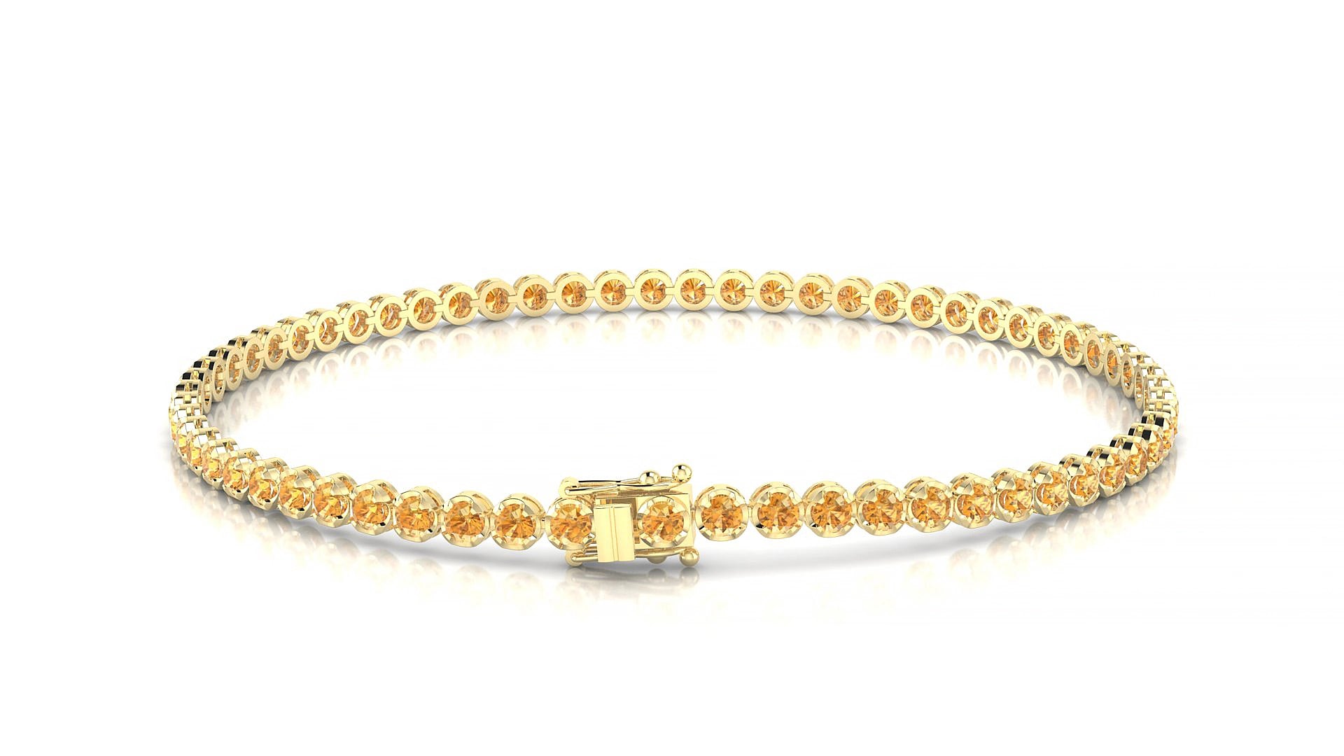 Bengal | 18k Yellow Gold 2 mm Round Natural Citrine 15 cm Tennis Bracelet