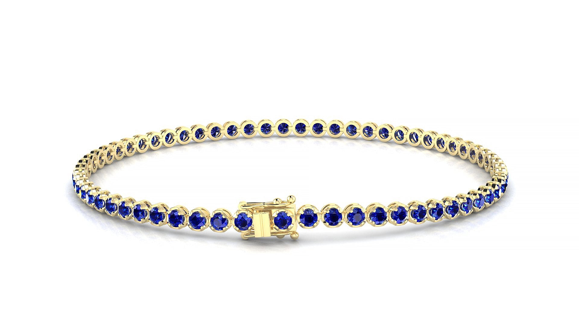 Bengal | 18k Yellow Gold 2 mm Round Natural Sapphire Tennis Bracelet