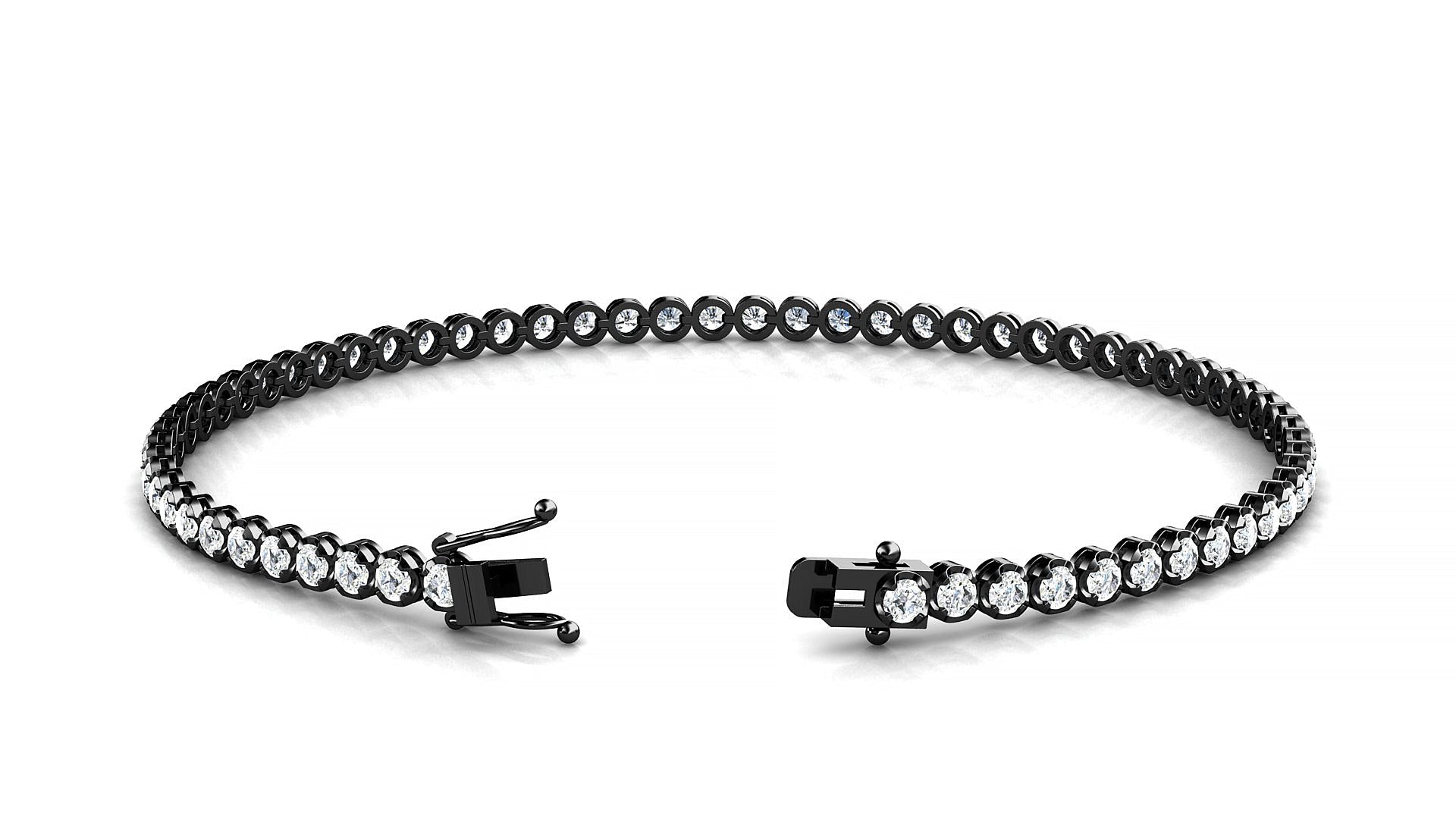 Bengal | 18k Black Gold 2 mm Round Natural Diamond Tennis Bracelet
