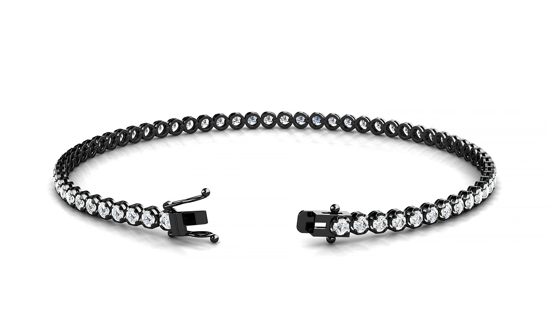Bengal | 18k Black Gold 2 mm Round Natural Diamond 15 cm Tennis Bracelet