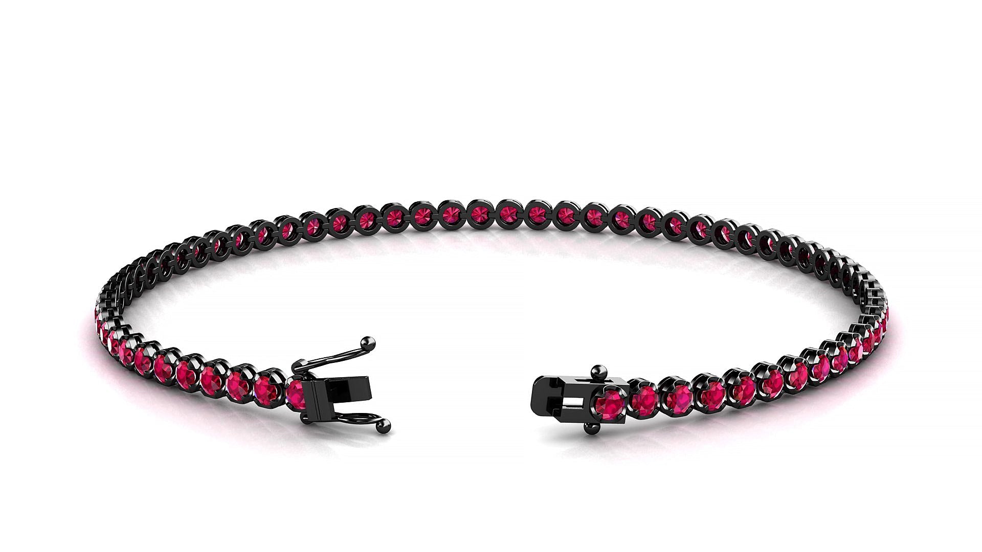 Bengal | 18k Black Gold 2 mm Round Natural Ruby Tennis Bracelet