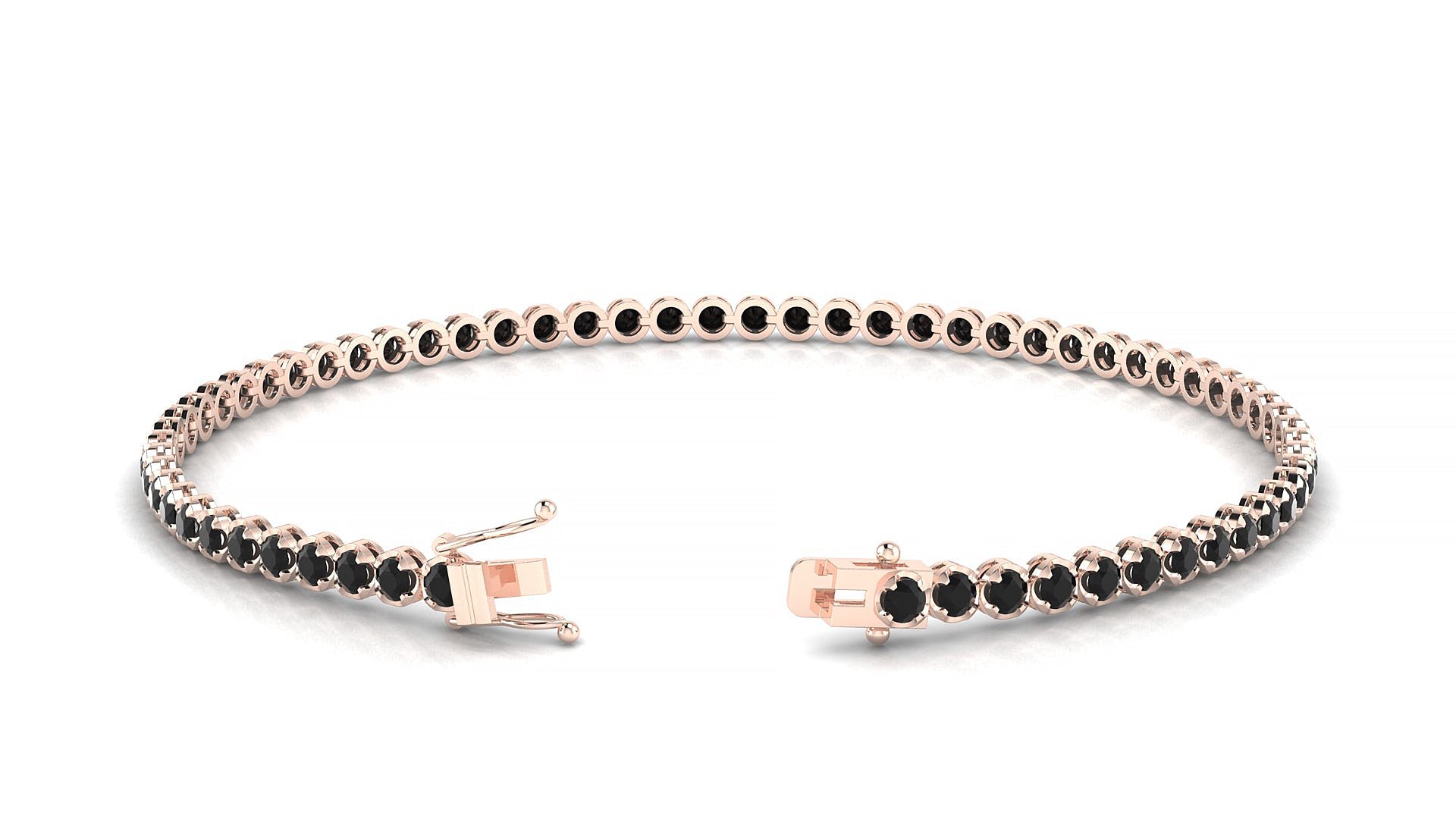 Bengal | 18k Rose Gold 2 mm Round Natural Black Diamond Tennis Bracelet