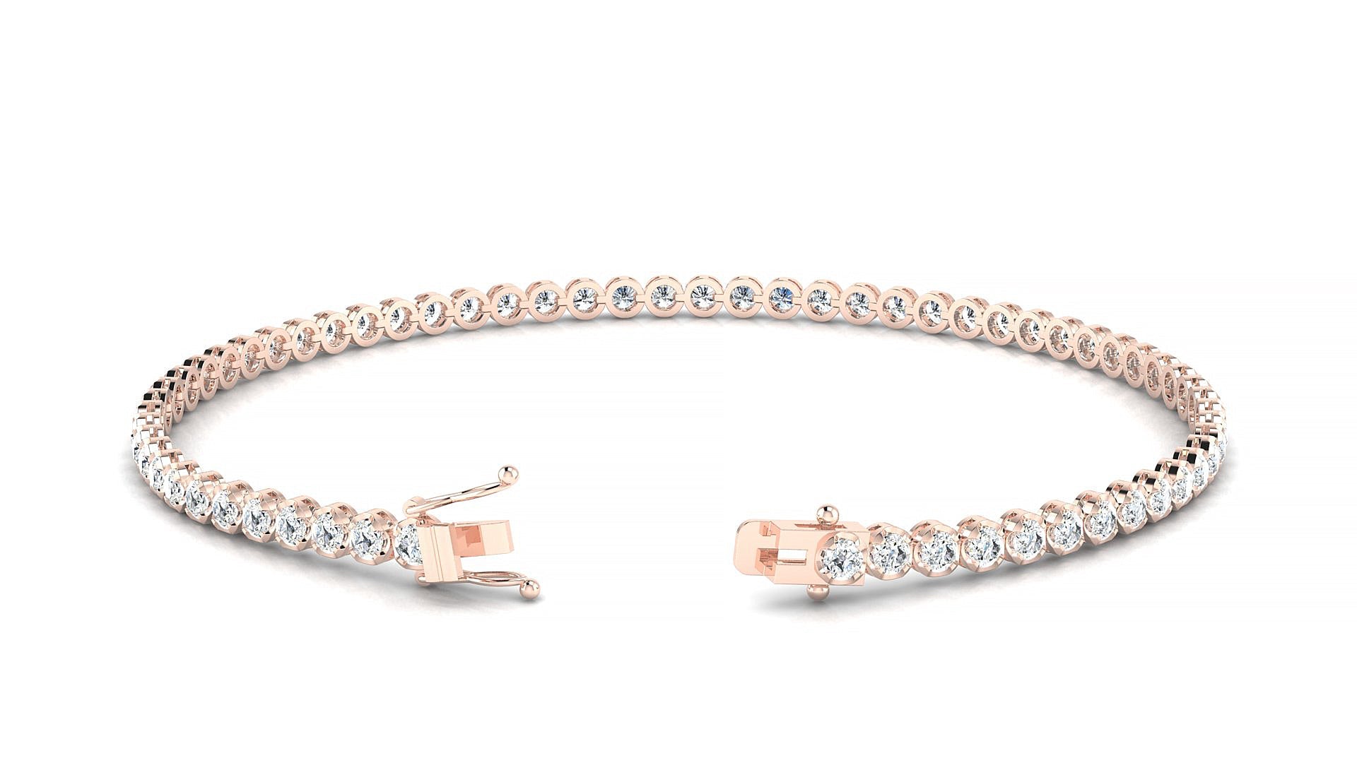 Bengal | 18k Rose Gold 2 mm Round Natural Diamond Tennis Bracelet