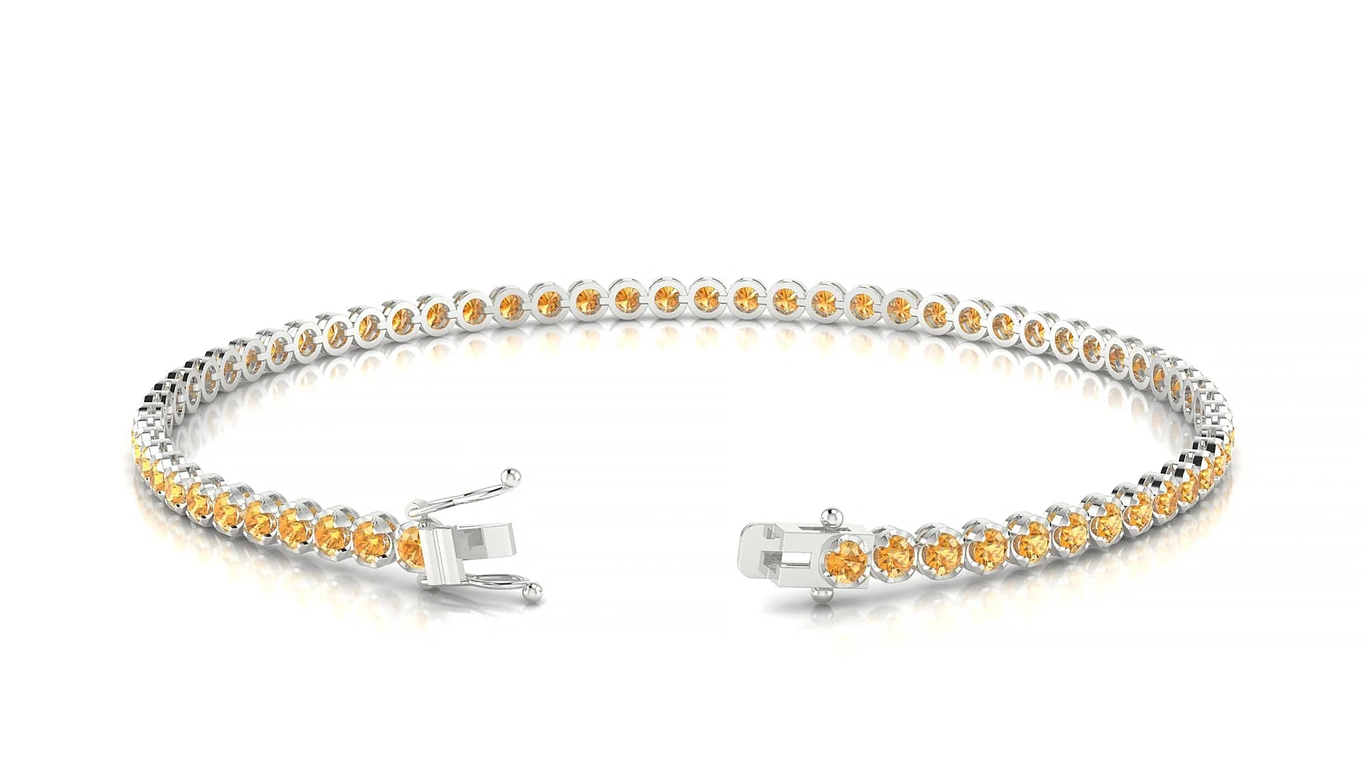 Bengal | 18k White Gold 2 mm Round Natural Citrine Tennis Bracelet