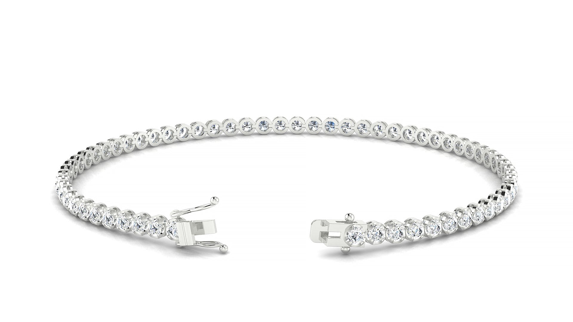 Bengal | 18k White Gold 2 mm Round Natural Diamond Tennis Bracelet