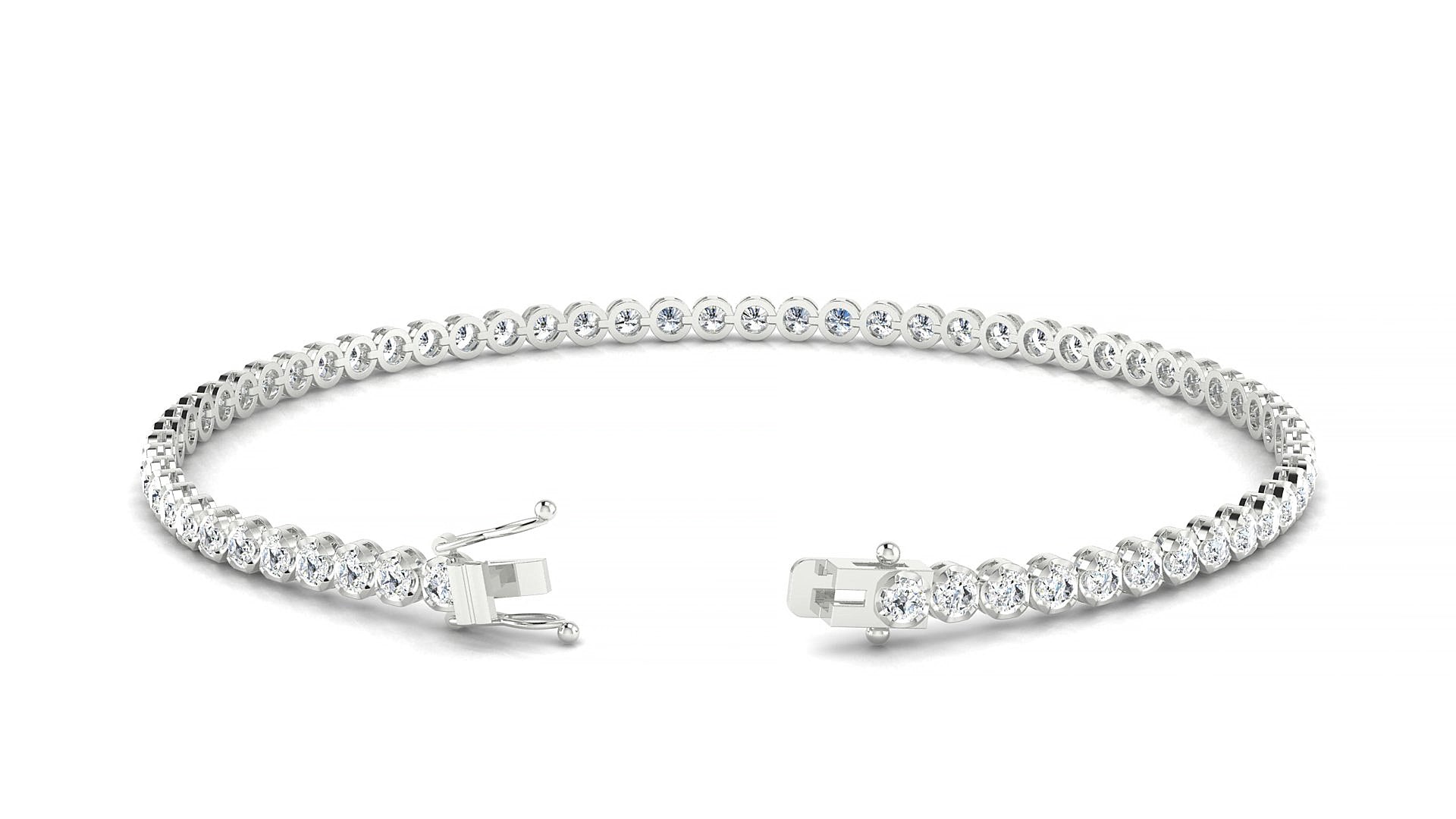 Bengal | 18k White Gold 2 mm Round Lab-Grown Diamond 15 cm Tennis Bracelet