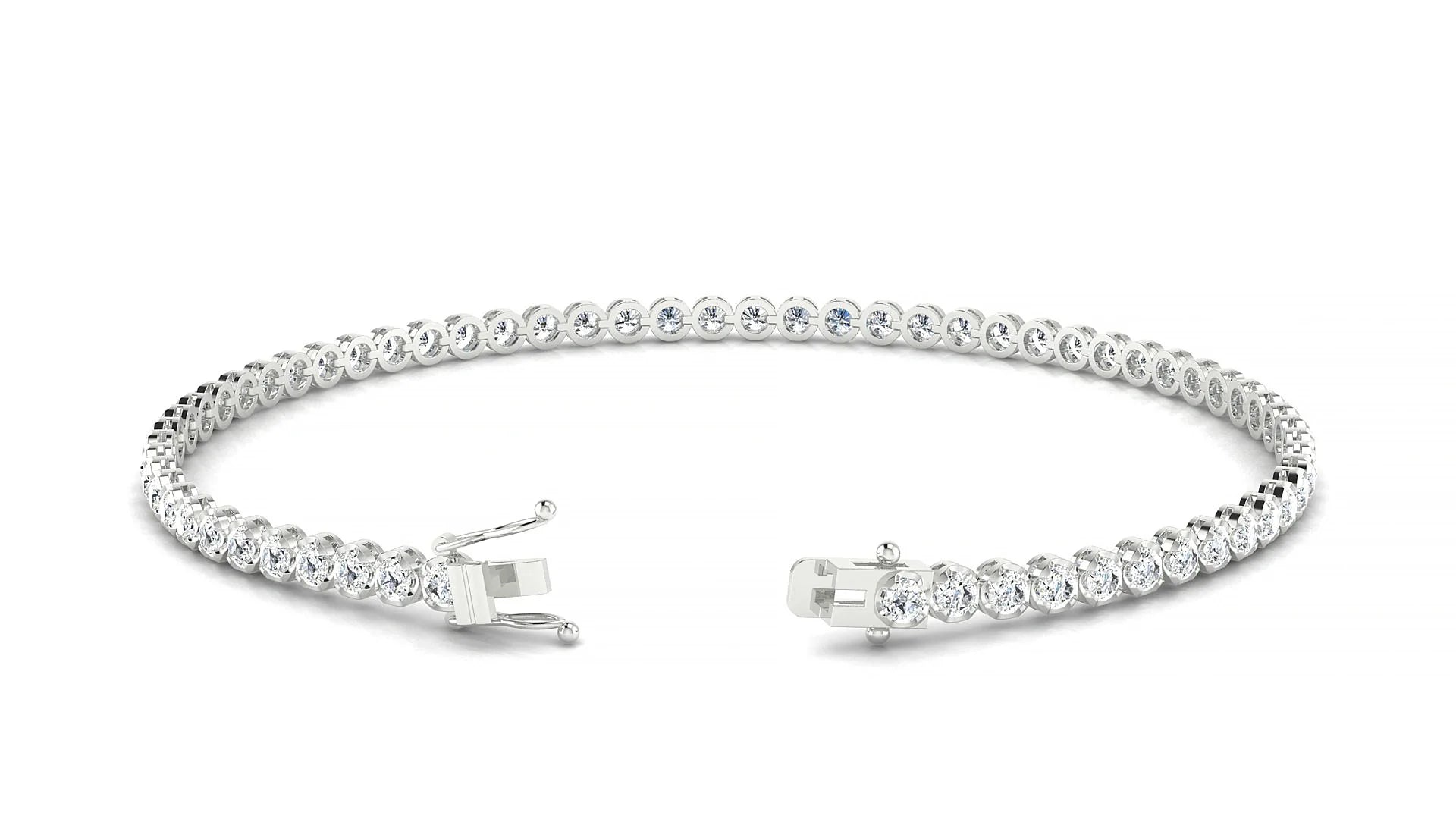 Bengal | 18k White Gold 2 mm Round Lab-Grown Diamond 18 cm Tennis Bracelet