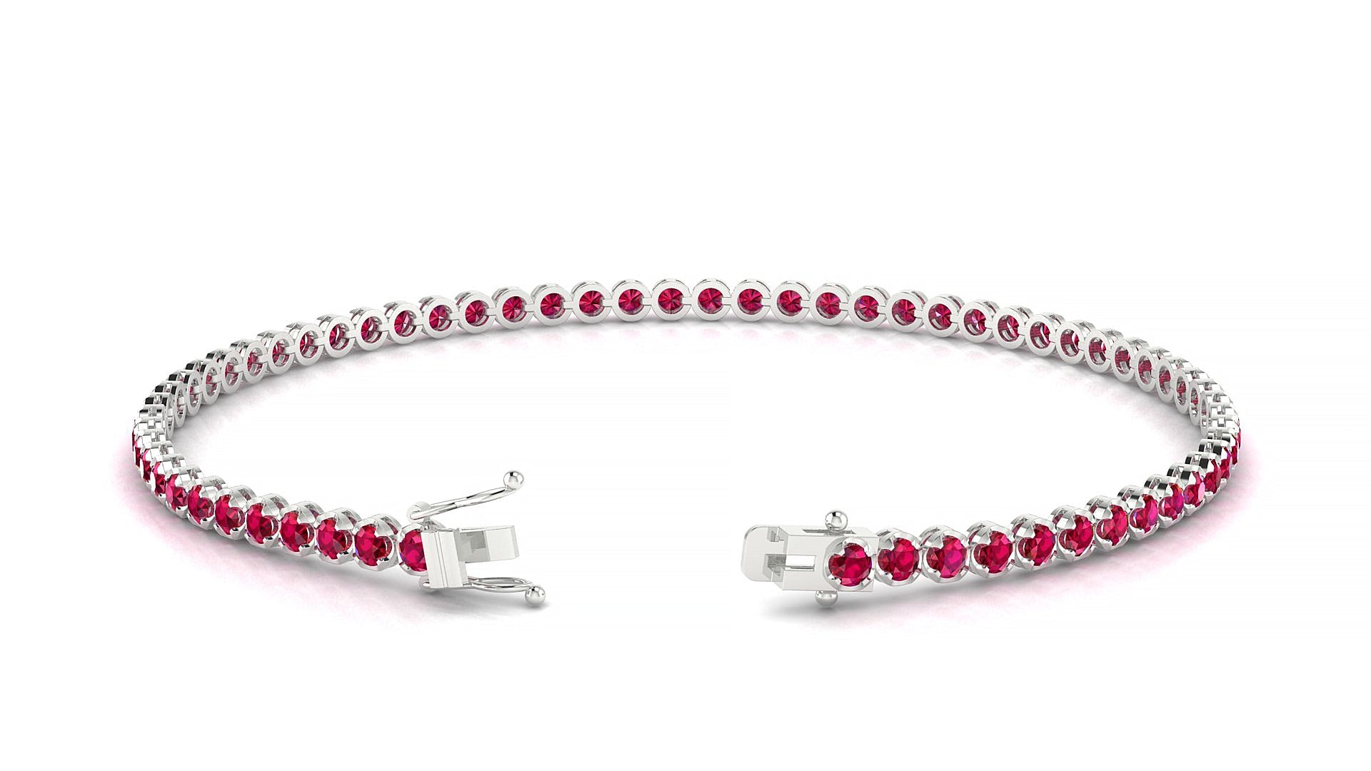 Bengal | 18k White Gold 2 mm Round Natural Ruby Tennis Bracelet