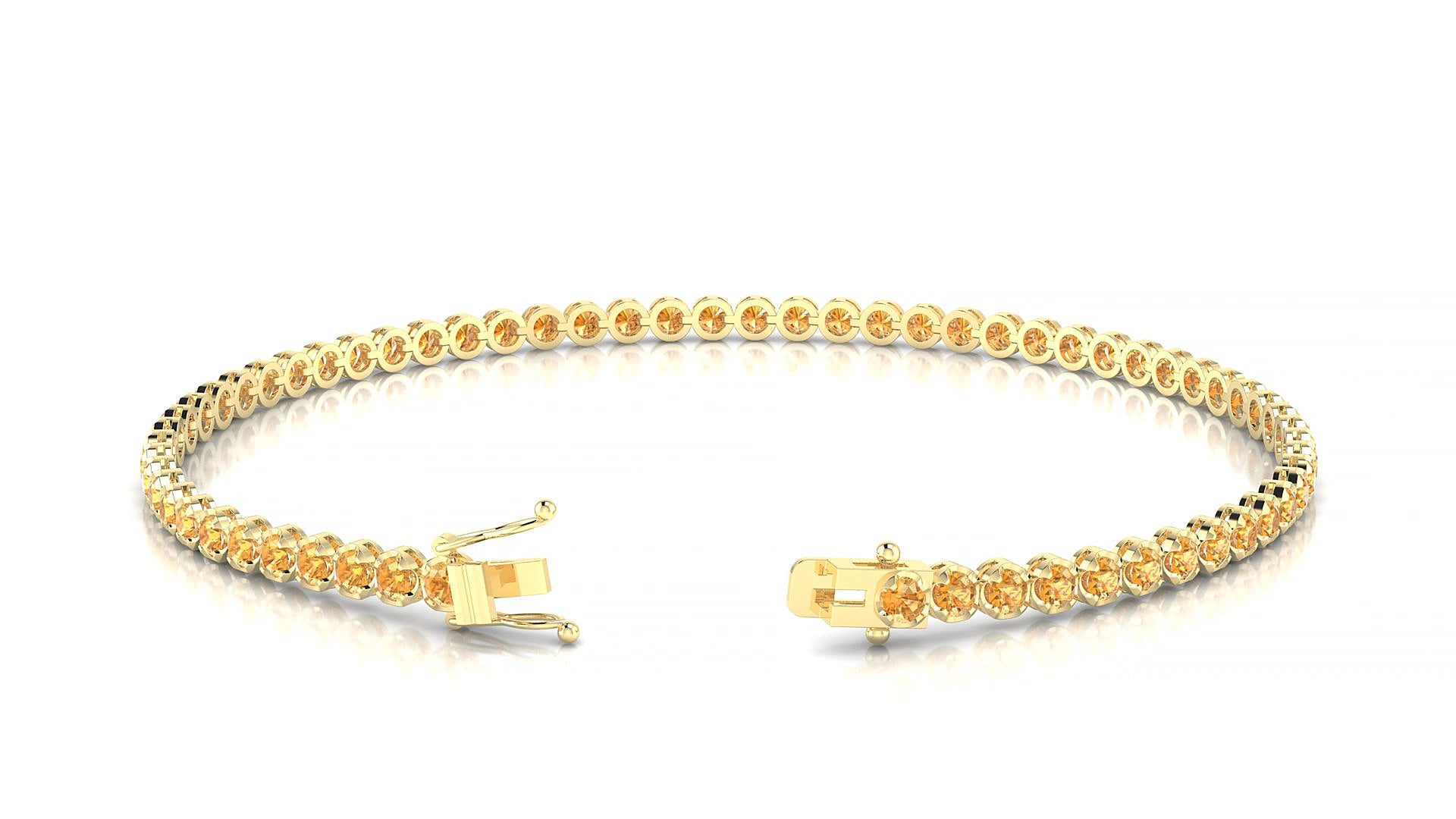 Bengal | 18k Yellow Gold 2 mm Round Natural Citrine 15 cm Tennis Bracelet