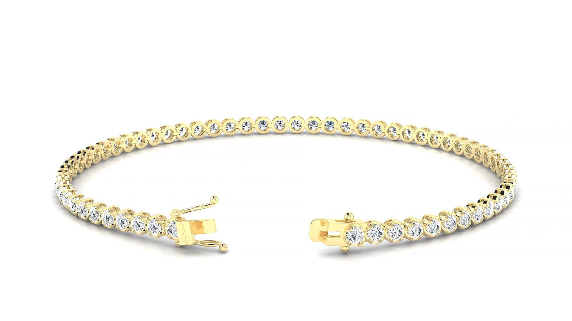Bengal | 18k Yellow Gold 2 mm Round Natural Diamond 15 cm Tennis Bracelet
