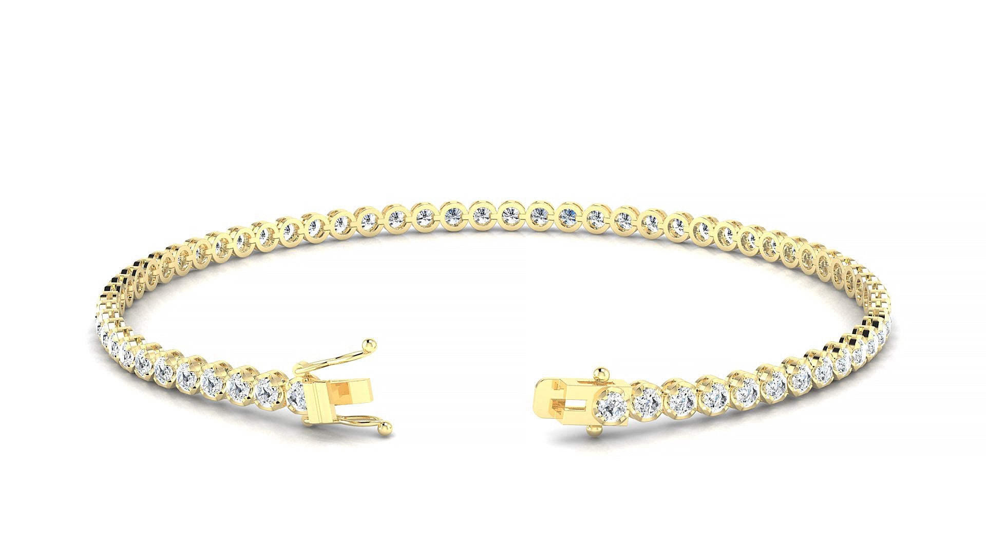 Bengal | 18k Yellow Gold 2 mm Round Natural Diamond Tennis Bracelet