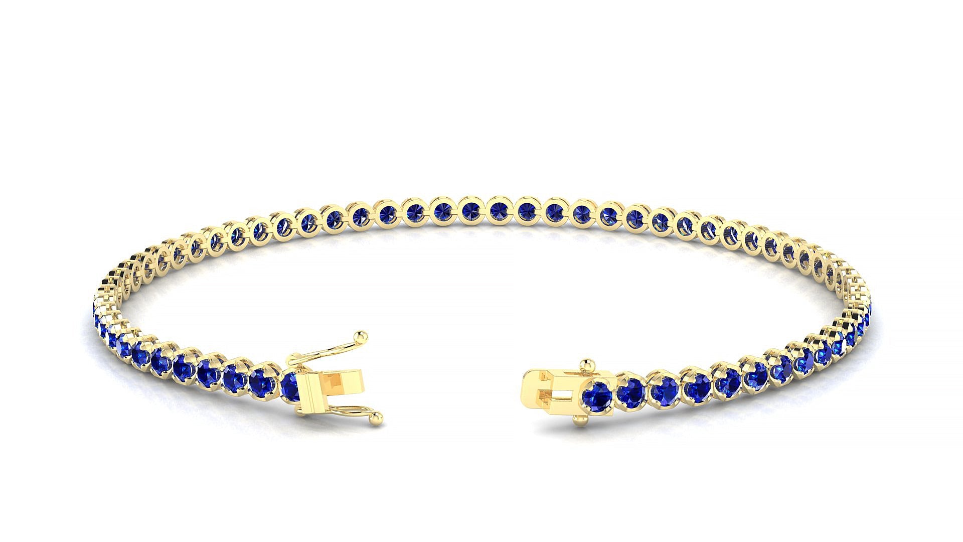 Bengal | 18k Yellow Gold 2 mm Round Natural Sapphire Tennis Bracelet