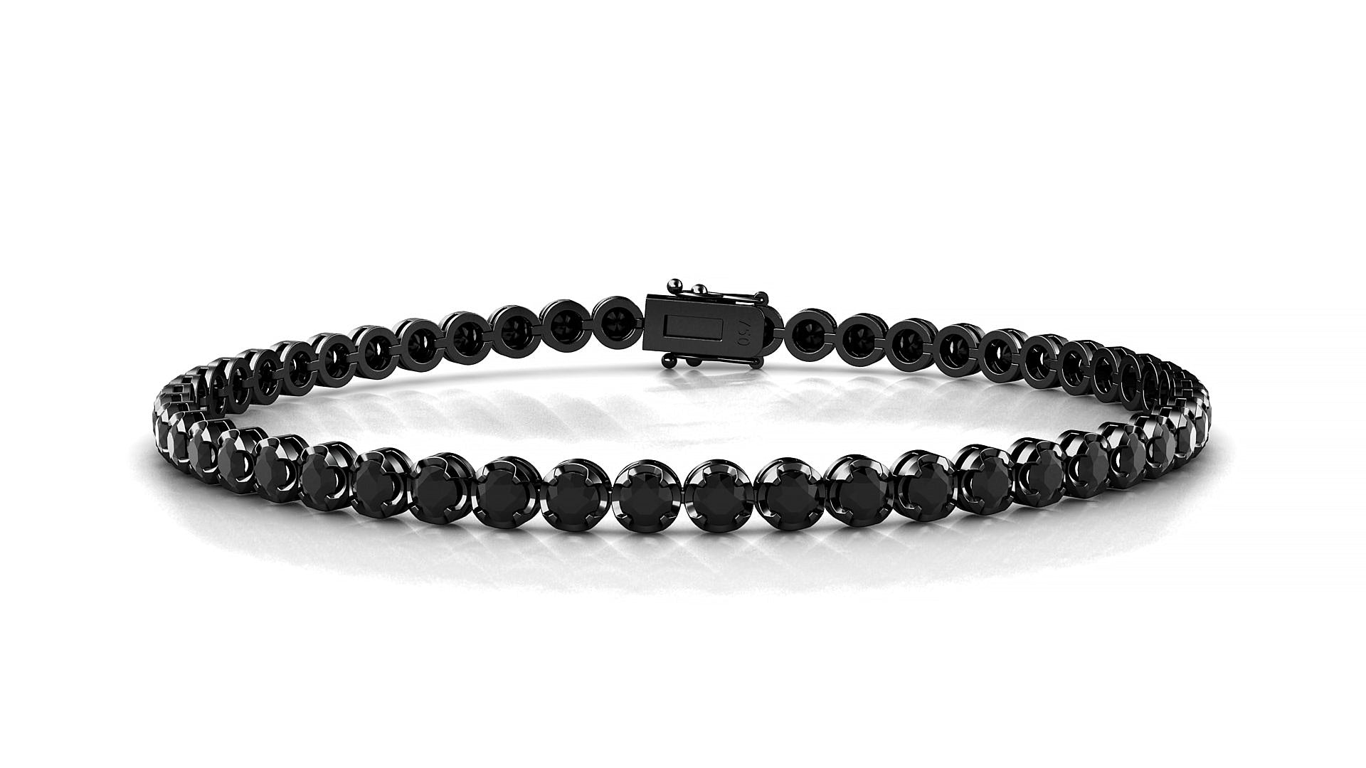 Bengal | 18k Black Gold 2.5 mm Round Natural Black Diamond Tennis Bracelet