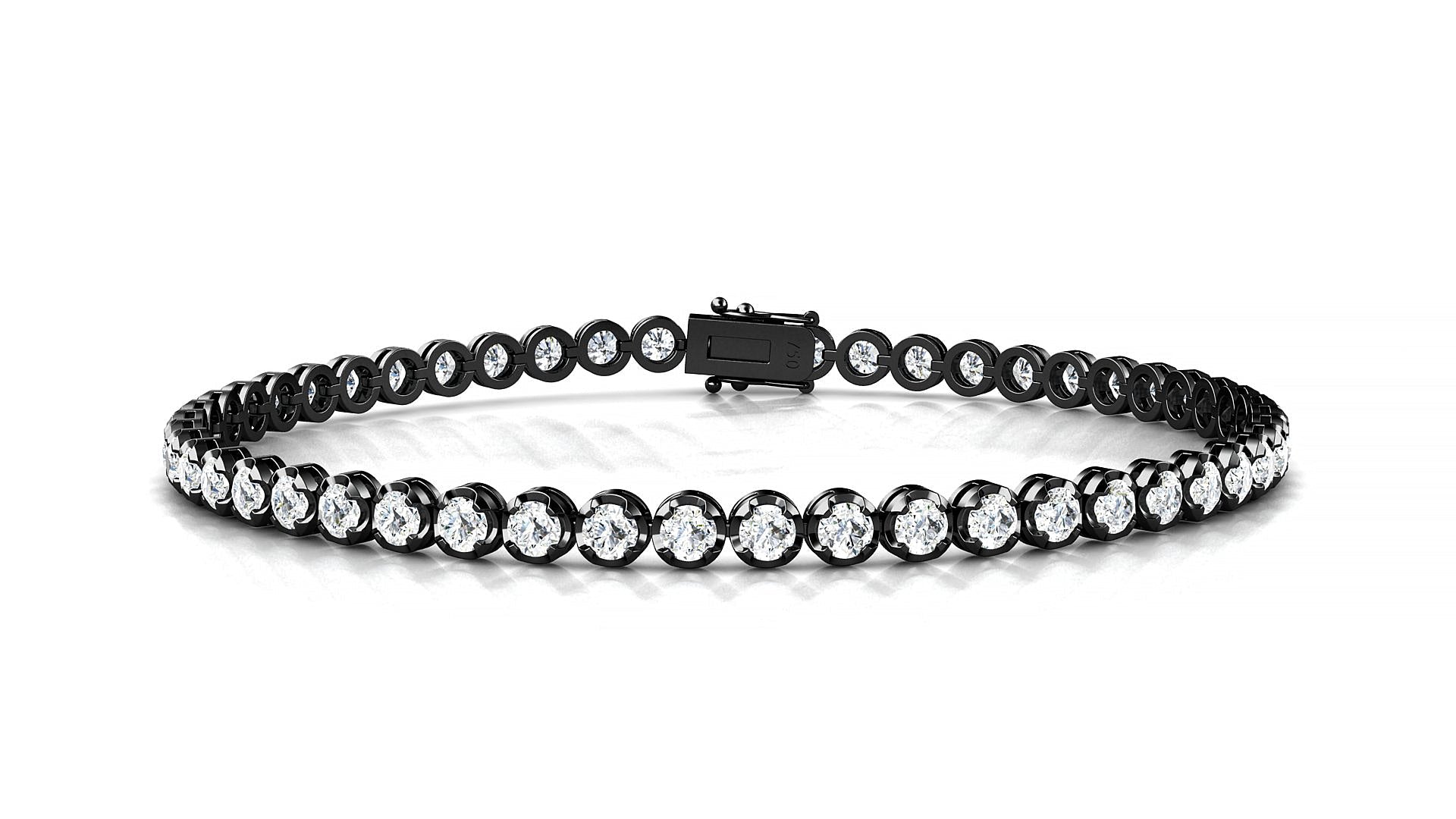 Bengal | 18k Black Gold 2.5 mm Round Natural Diamond Tennis Bracelet