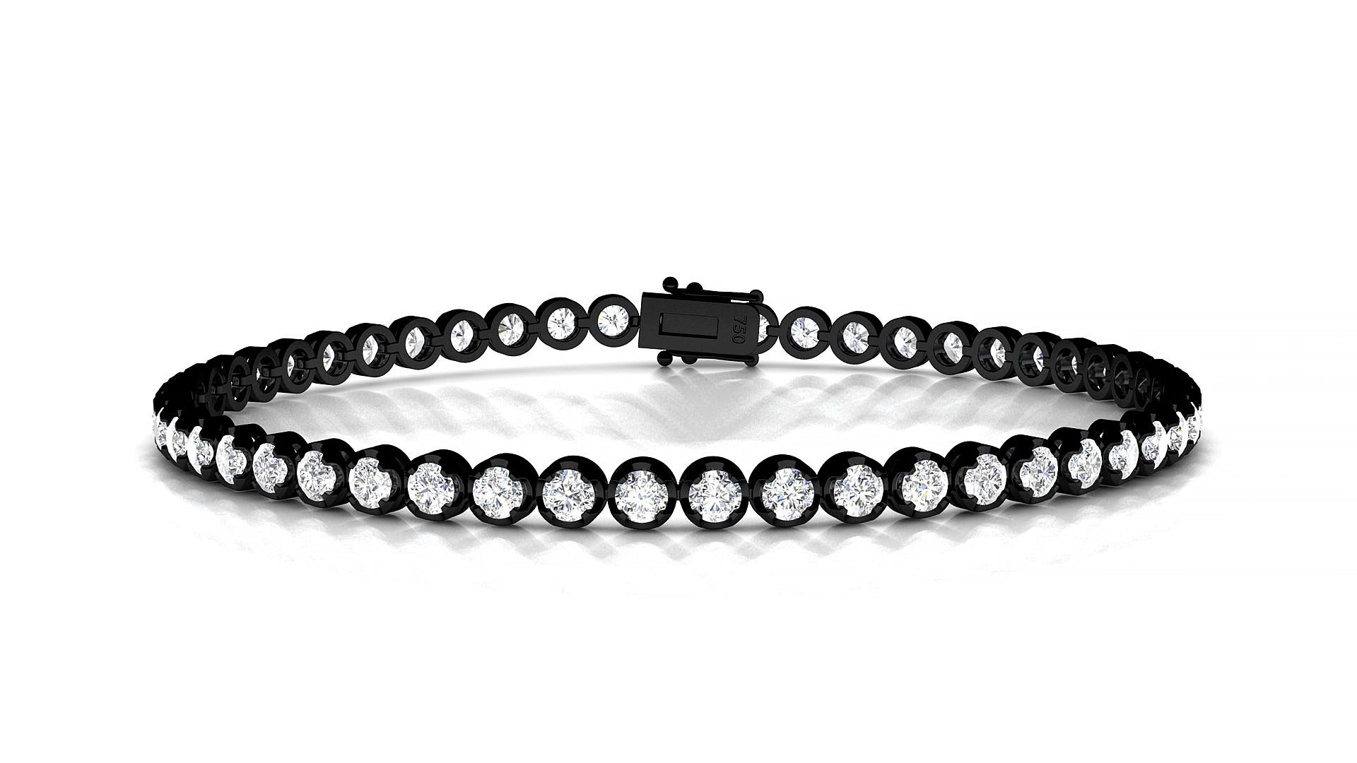Bengal | 18k Black Gold 2.5 mm Round Lab-Grown Diamond 16 cm Tennis Bracelet