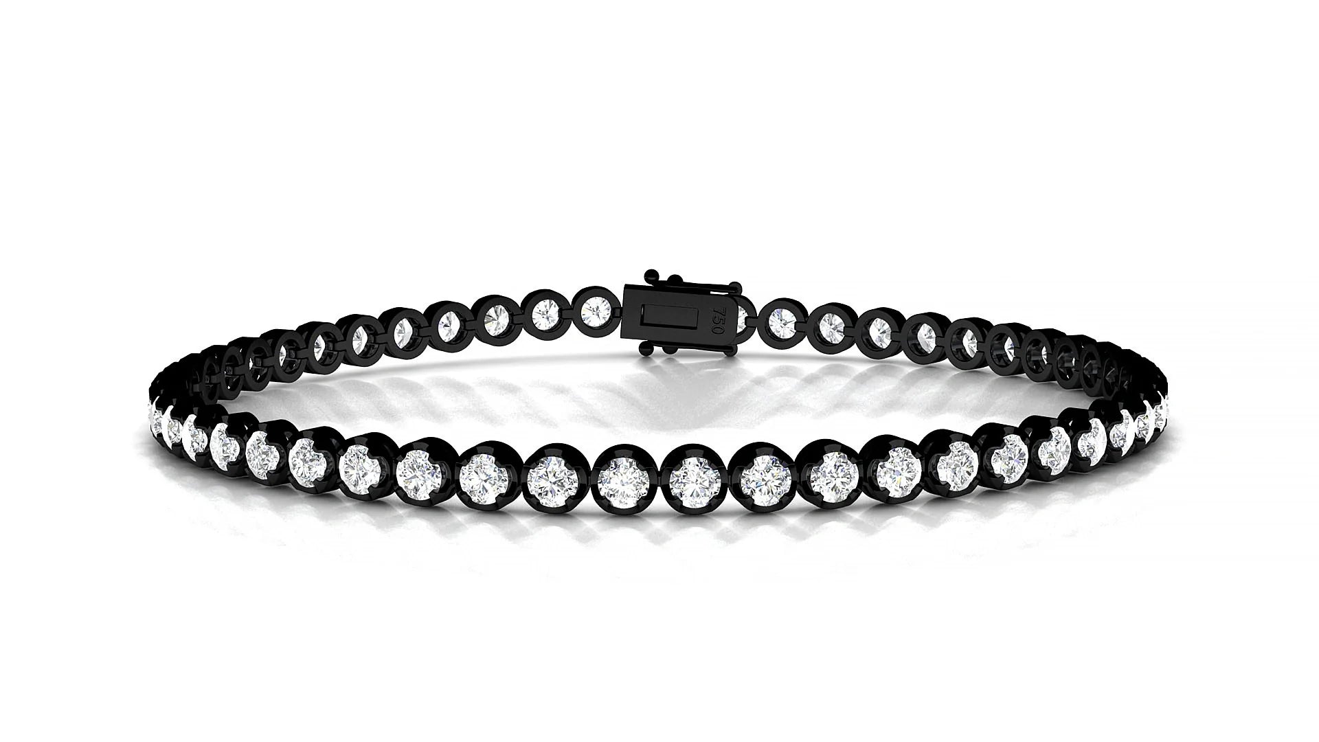 Bengal | 18k Black Gold 2.5 mm Round Lab-Grown Diamond 18 cm Tennis Bracelet