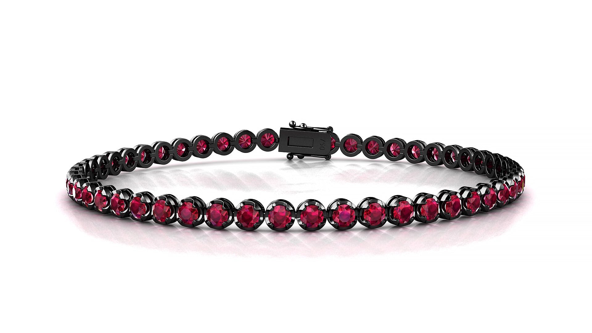 Bengal | 18k Black Gold 2.5 mm Round Natural Ruby Tennis Bracelet