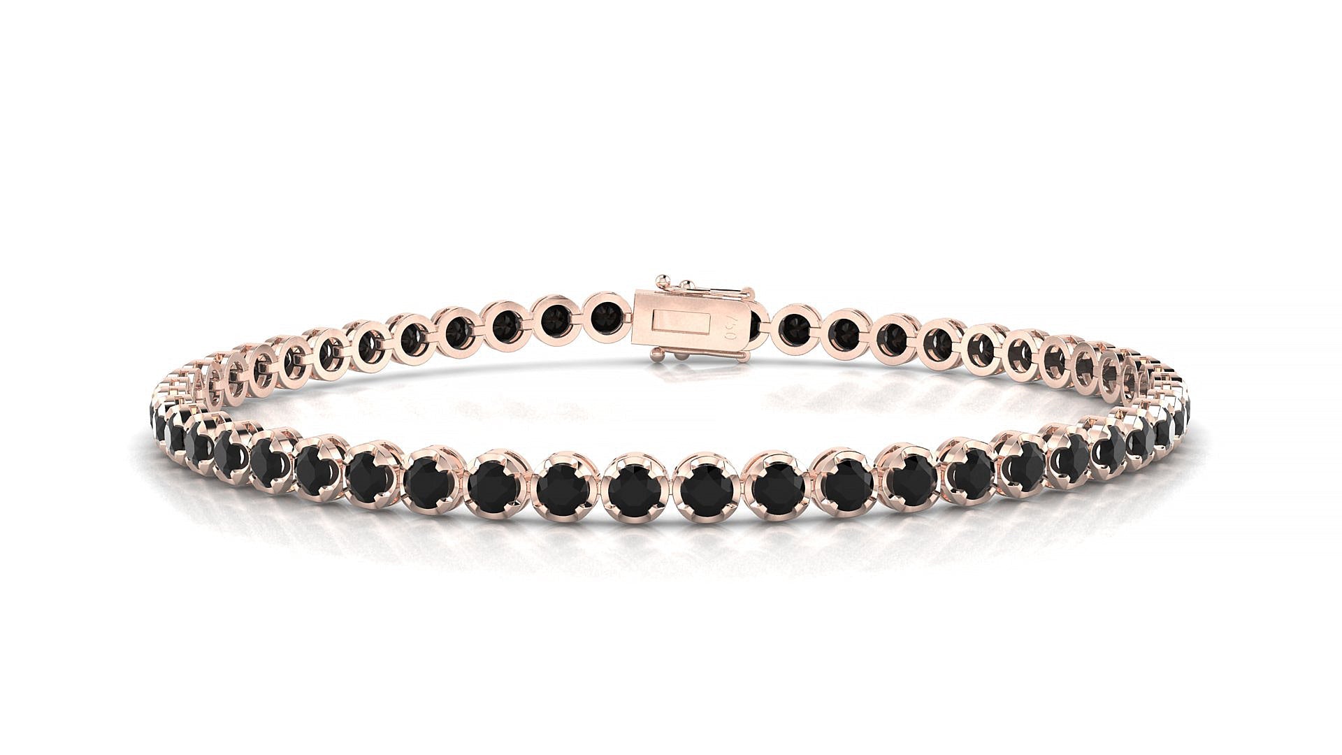 Bengal | 18k Rose Gold 2.5 mm Round Natural Black Diamond Tennis Bracelet