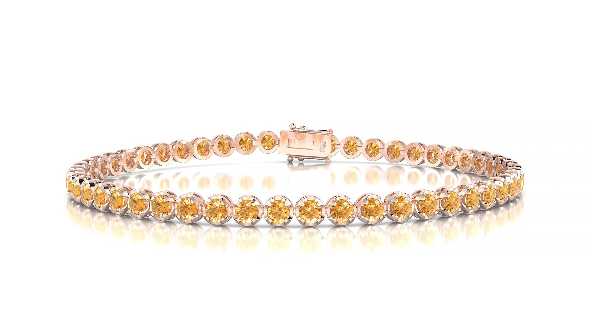 Bengal | 18k Rose Gold 2.5 mm Round Natural Citrine 17 cm Tennis Bracelet