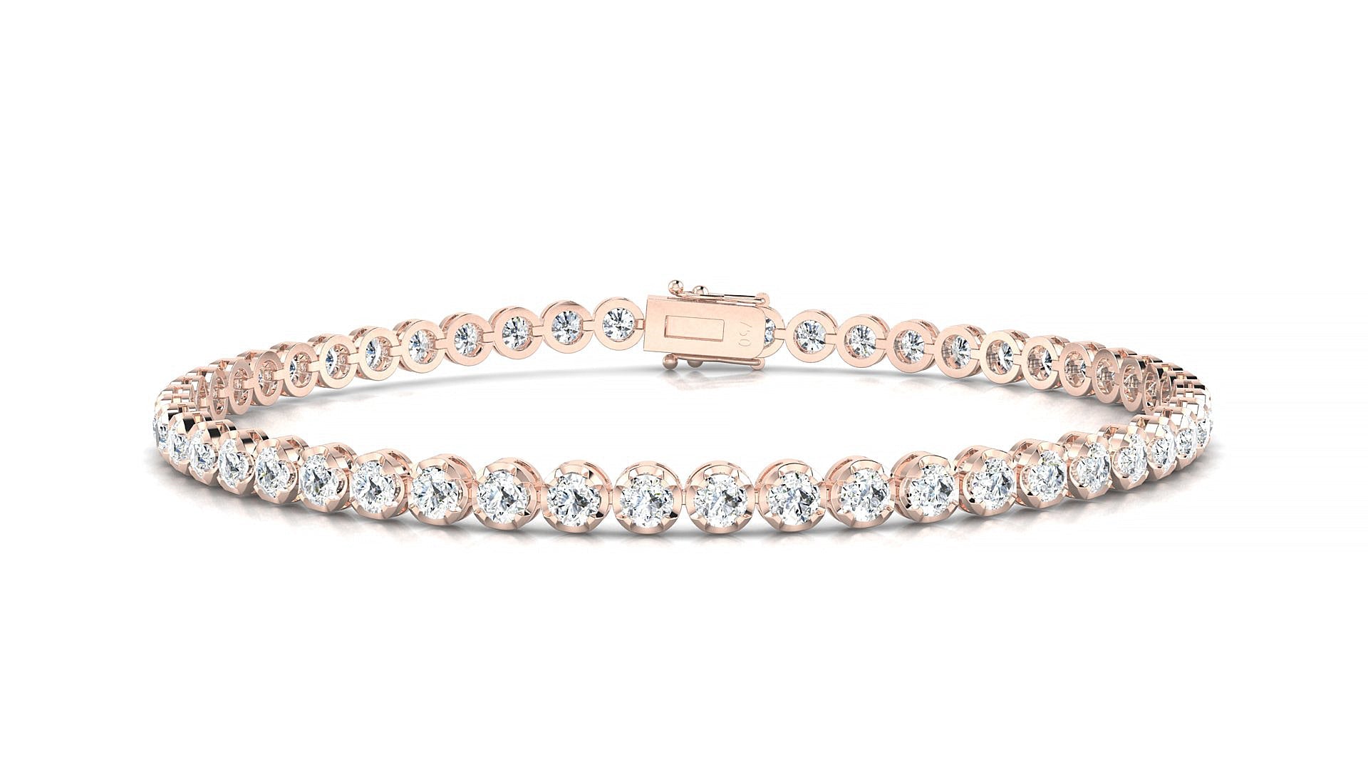Bengal | 18k Rose Gold 2.5 mm Round Natural Diamond Tennis Bracelet