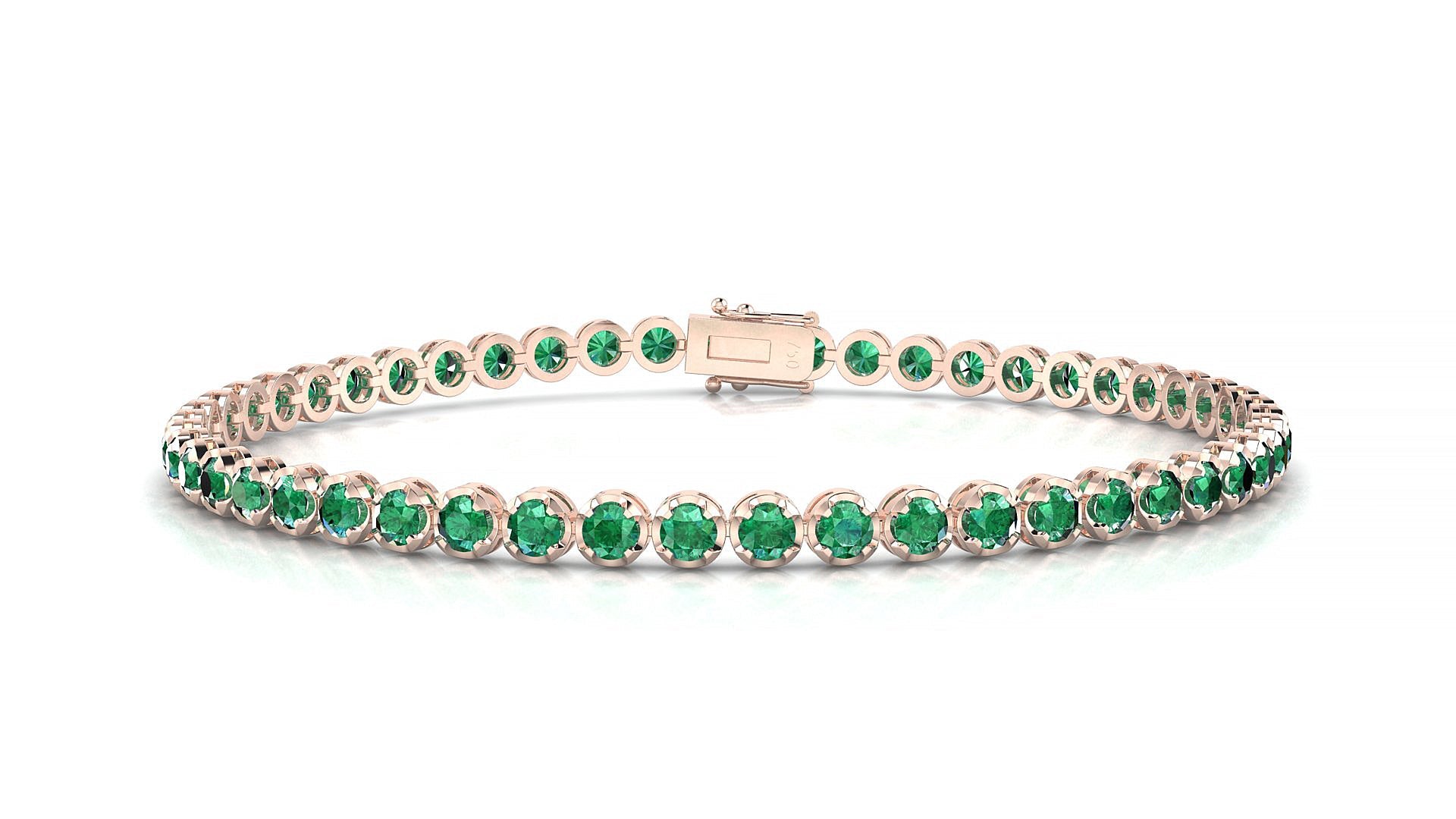 Bengal | 18k Rose Gold 2.5 mm Round Natural Emerald Tennis Bracelet