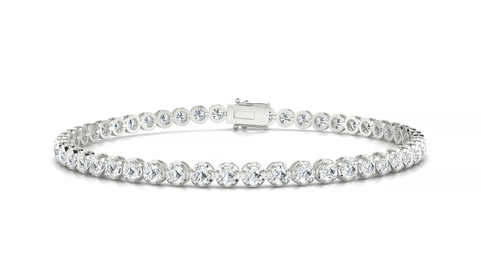 Bengal | 18k White Gold 2.5 mm Round Natural Diamond Tennis Bracelet
