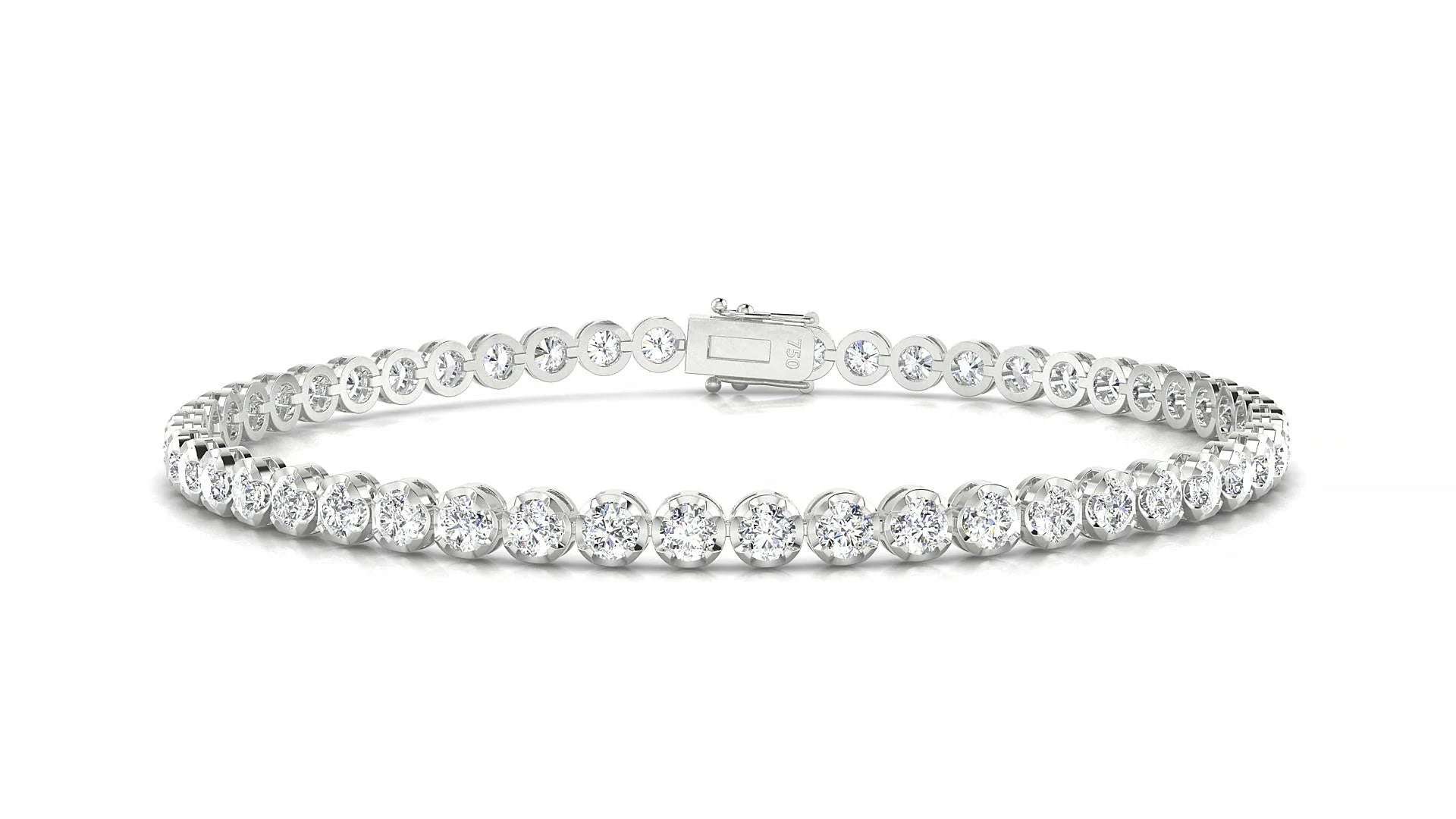 Bengal | 18k White Gold 2.5 mm Round Lab-Grown Diamond 18 cm Tennis Bracelet