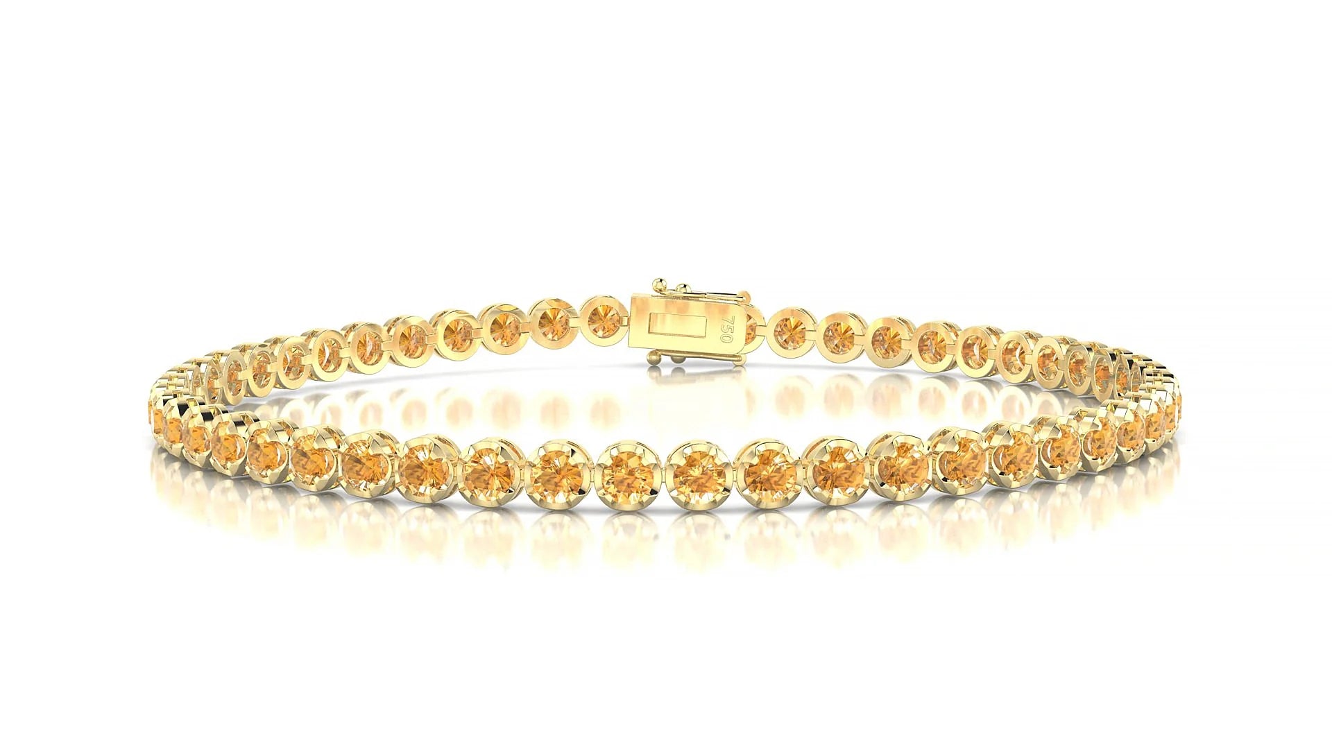 Bengal | 18k Yellow Gold 2.5 mm Round Natural Citrine Tennis Bracelet