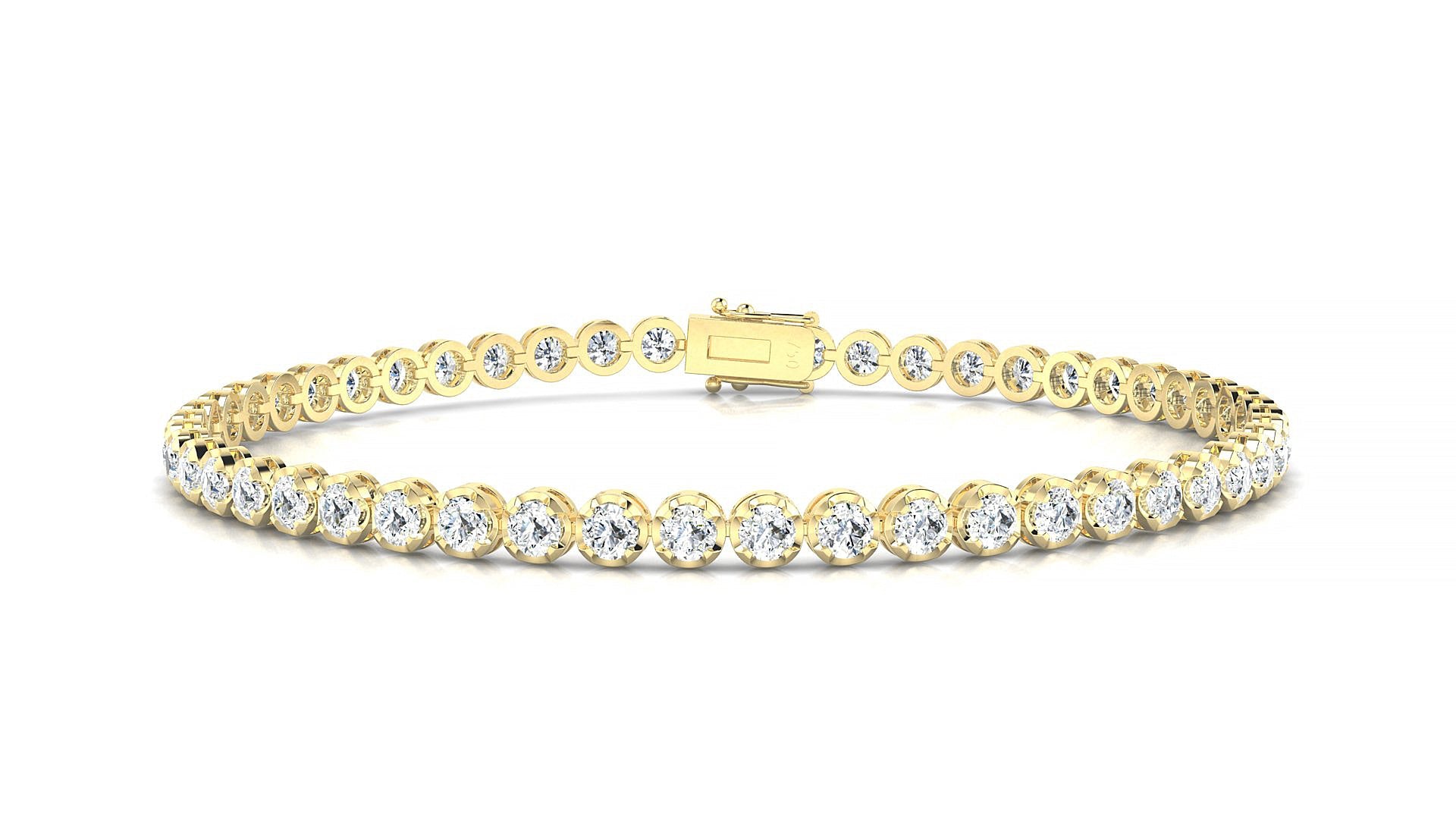 Bengal | 18k Yellow Gold 2.5 mm Round Natural Diamond Tennis Bracelet