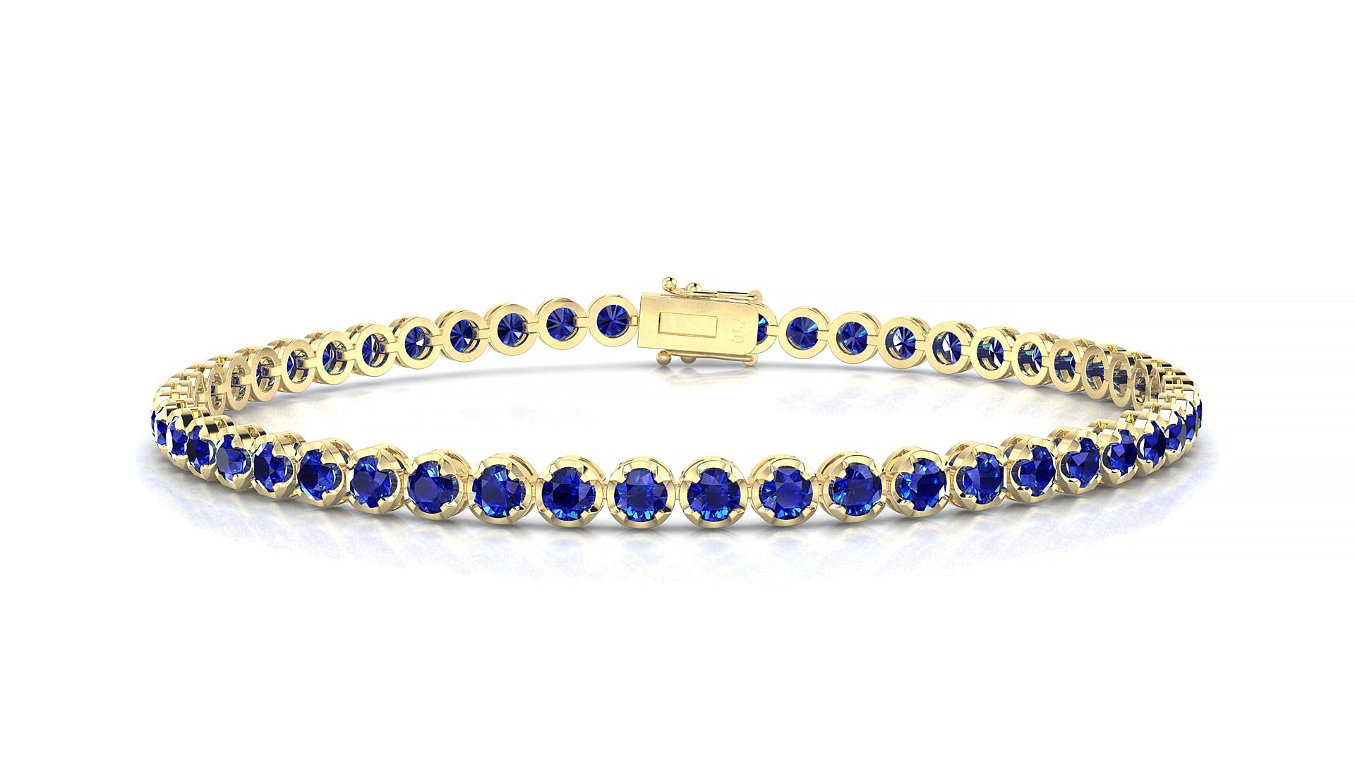Bengal | 18k Yellow Gold 2.5 mm Round Natural Sapphire Tennis Bracelet