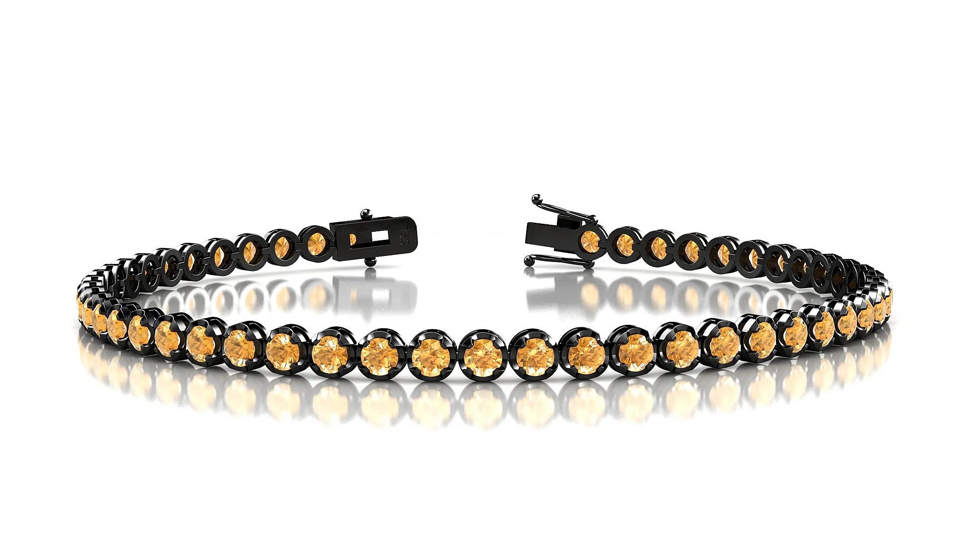 Bengal | 18k Black Gold 2.5 mm Round Natural Citrine Tennis Bracelet