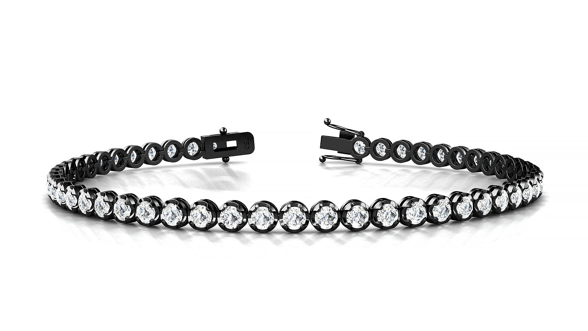 Bengal | 18k Black Gold 2.5 mm Round Natural Diamond Tennis Bracelet