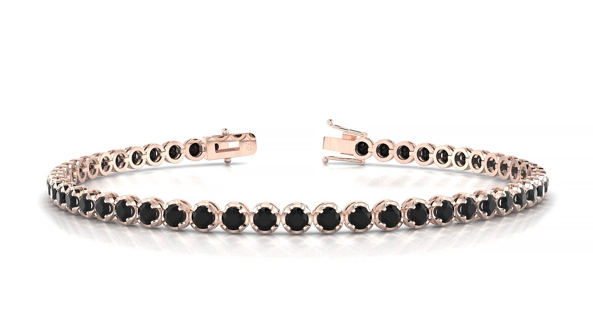 Bengal | 18k Rose Gold 2.5 mm Round Natural Black Diamond Tennis Bracelet