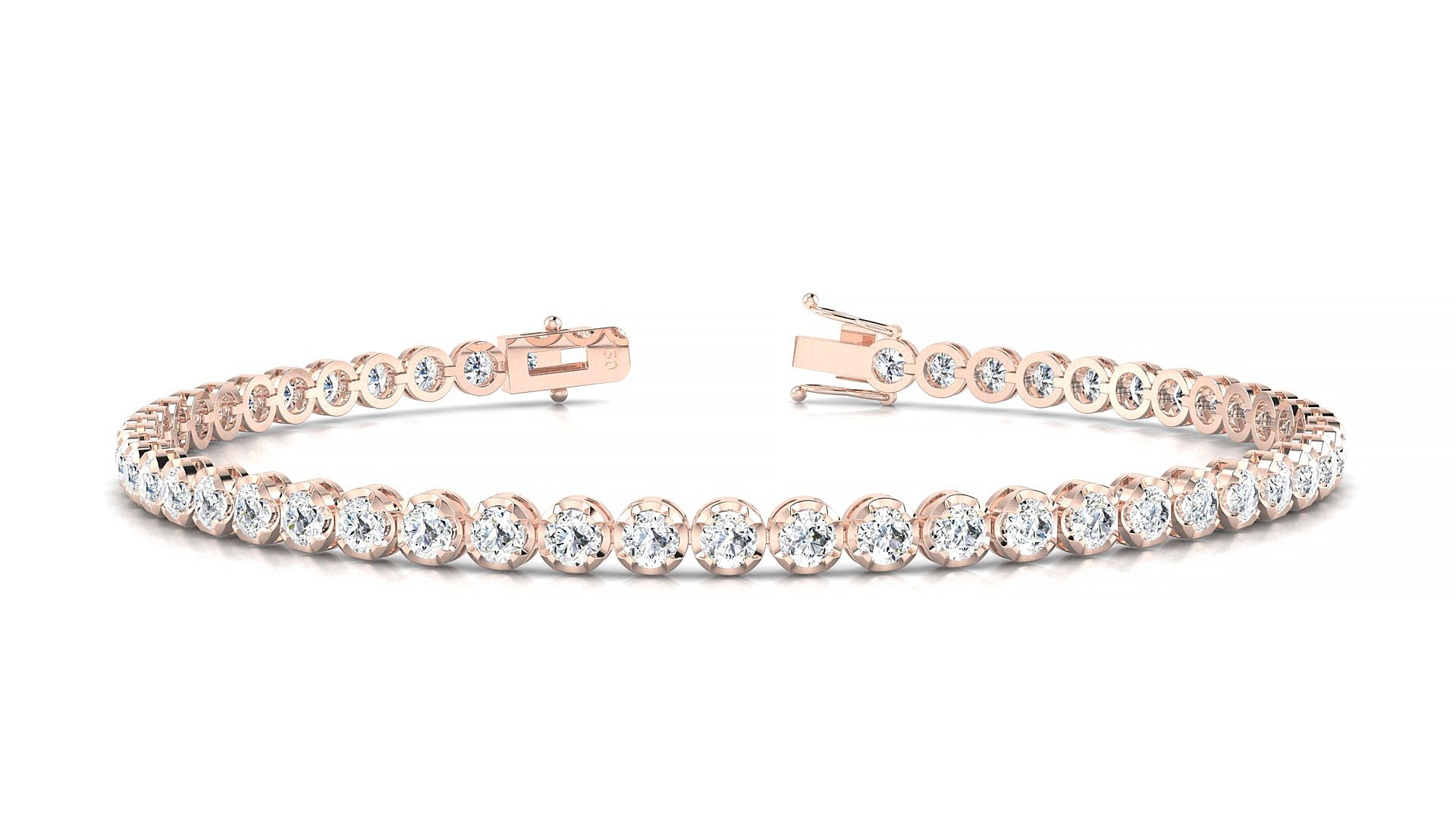 Bengal | 18k Rose Gold 2.5 mm Round Natural Diamond Tennis Bracelet