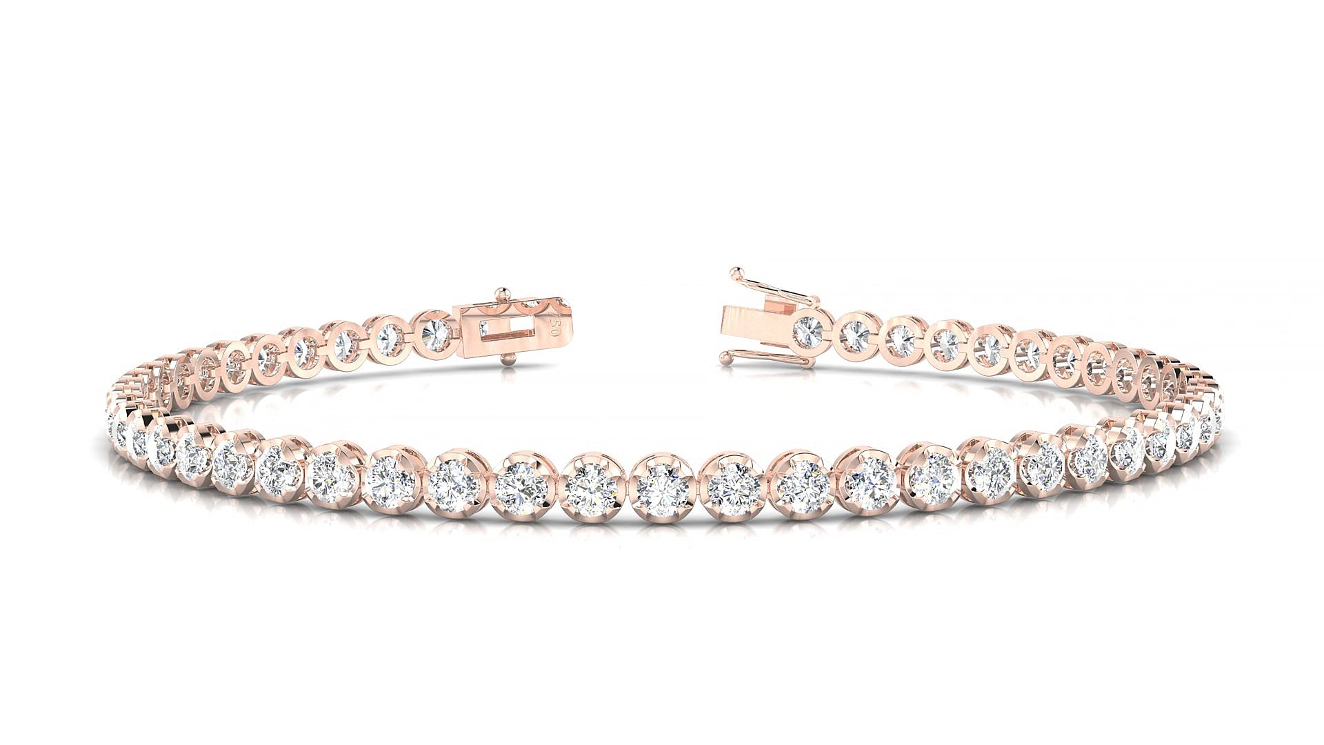Bengal | 18k Rose Gold 2.5 mm Round Lab-Grown Diamond 16 cm Tennis Bracelet