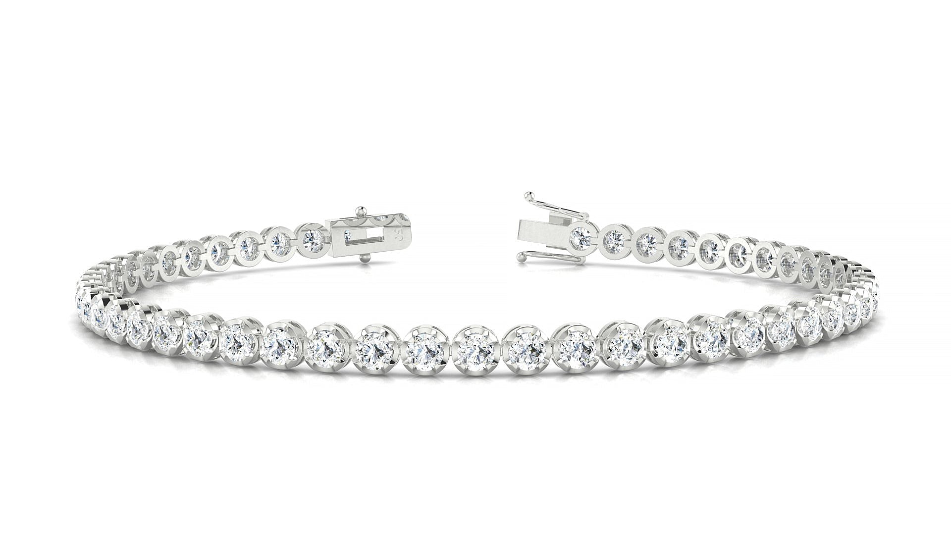 Bengal | 18k White Gold 2.5 mm Round Natural Diamond Tennis Bracelet