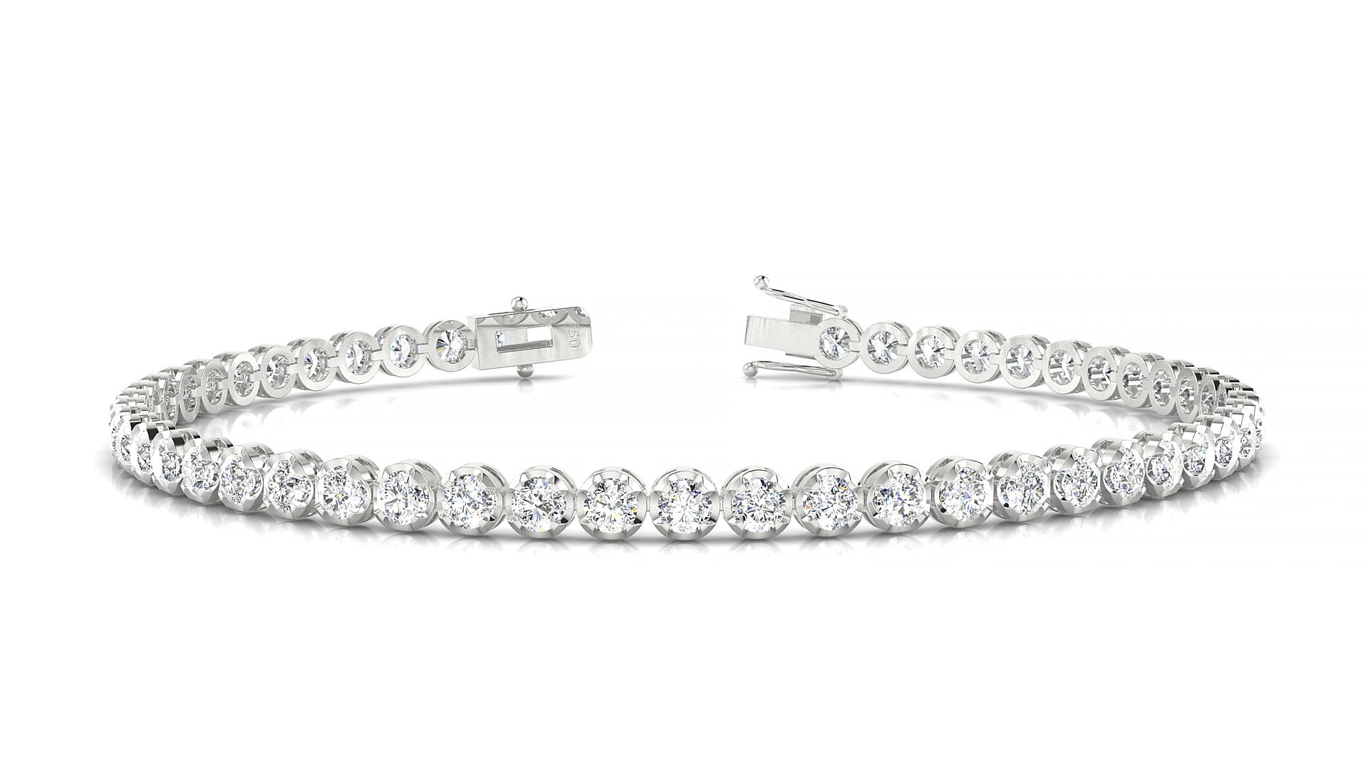 Bengal | 18k White Gold 2.5 mm Round Lab-Grown Diamond 15 cm Tennis Bracelet